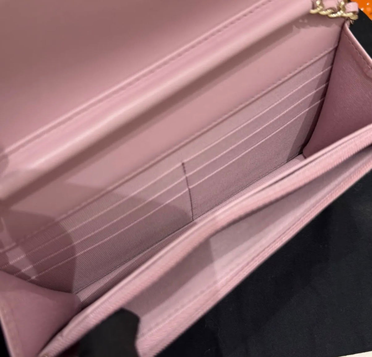 Chanel Classic Wallet on Chain (WOC) Light Pink Quilted Lambskin Gold Hardware