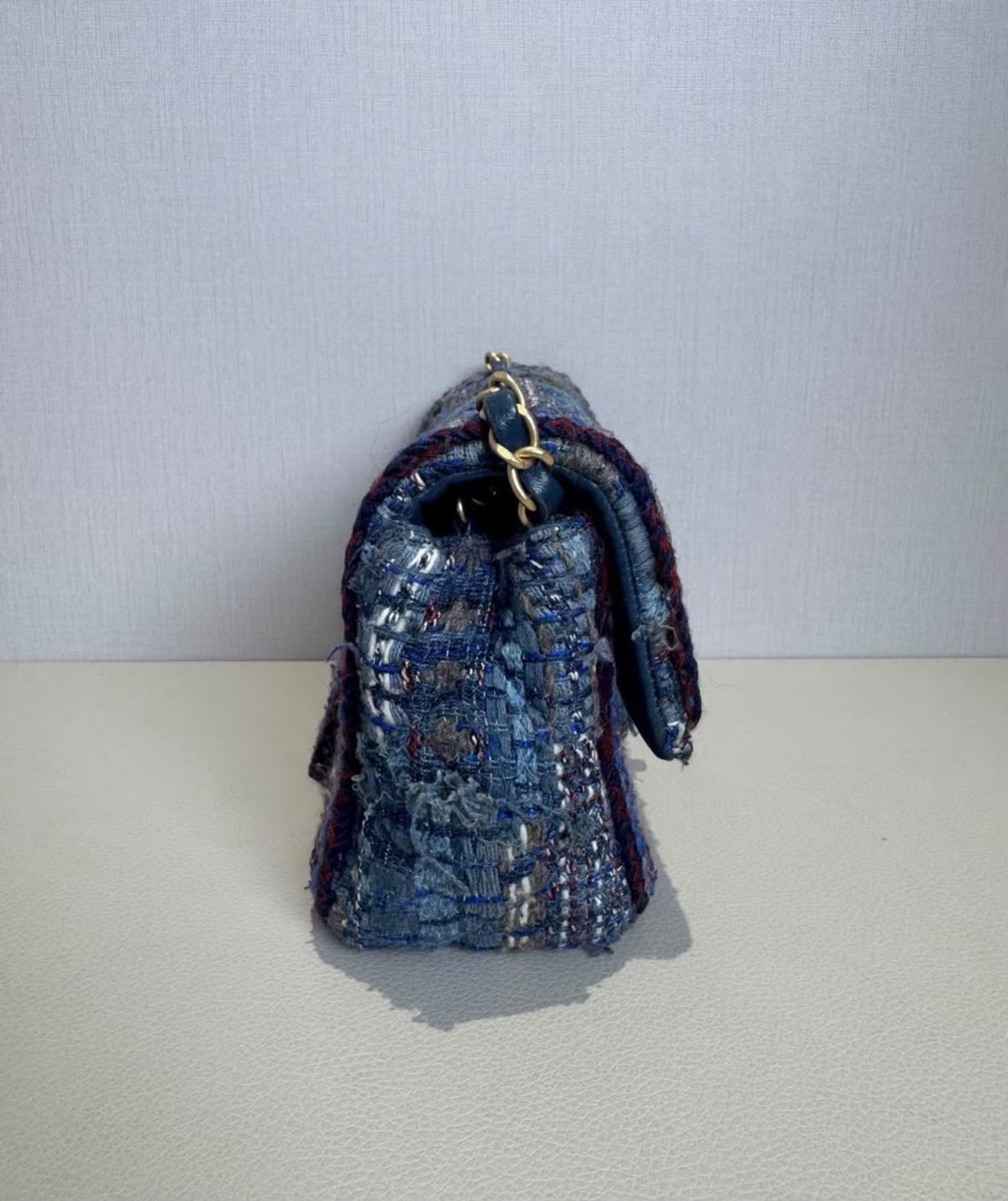 Chanel Paris-Hamburg Blue Quilted Tweed Flap Bag