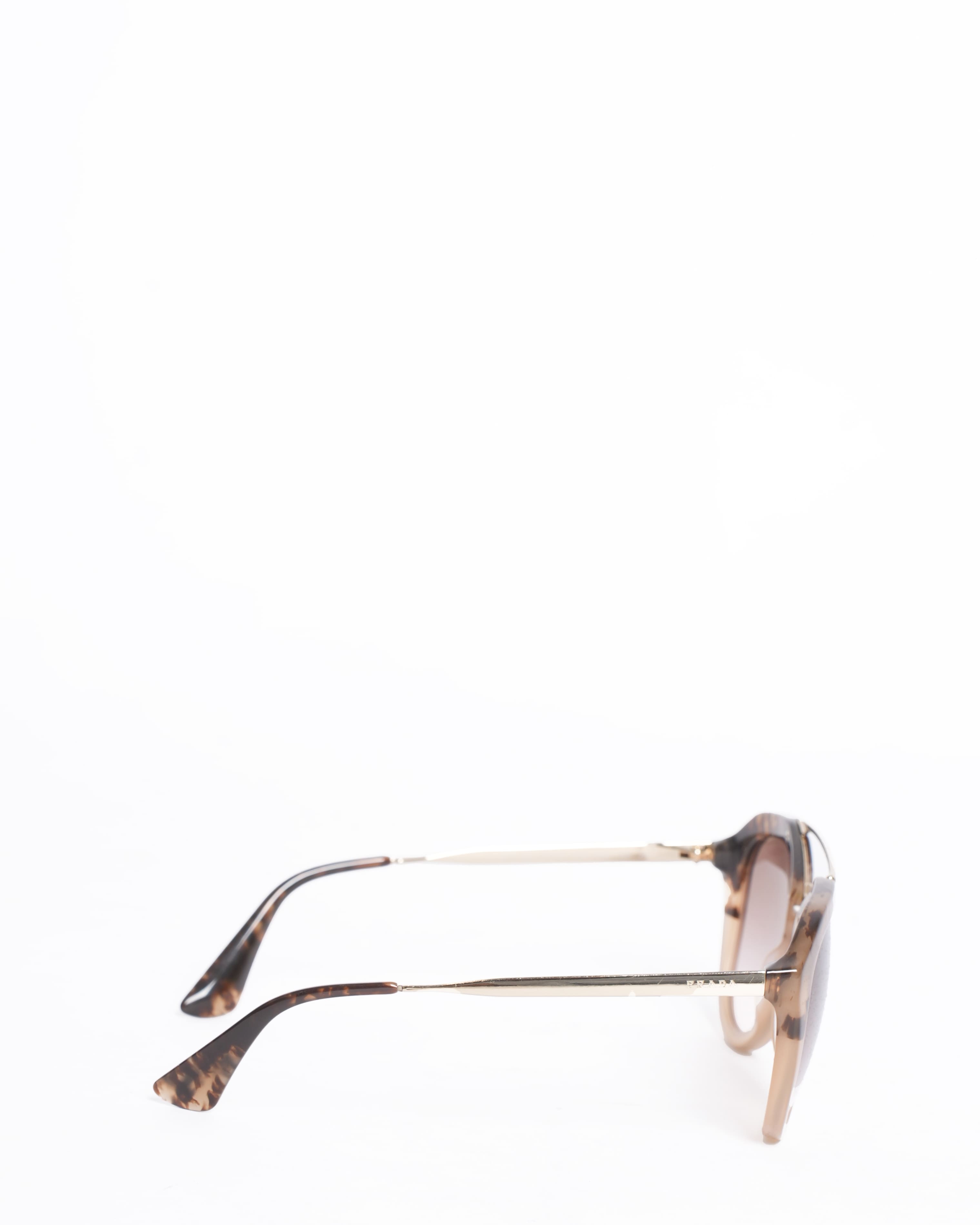 Prada Rectangular Tortoise Frame Sunglasses in Brown