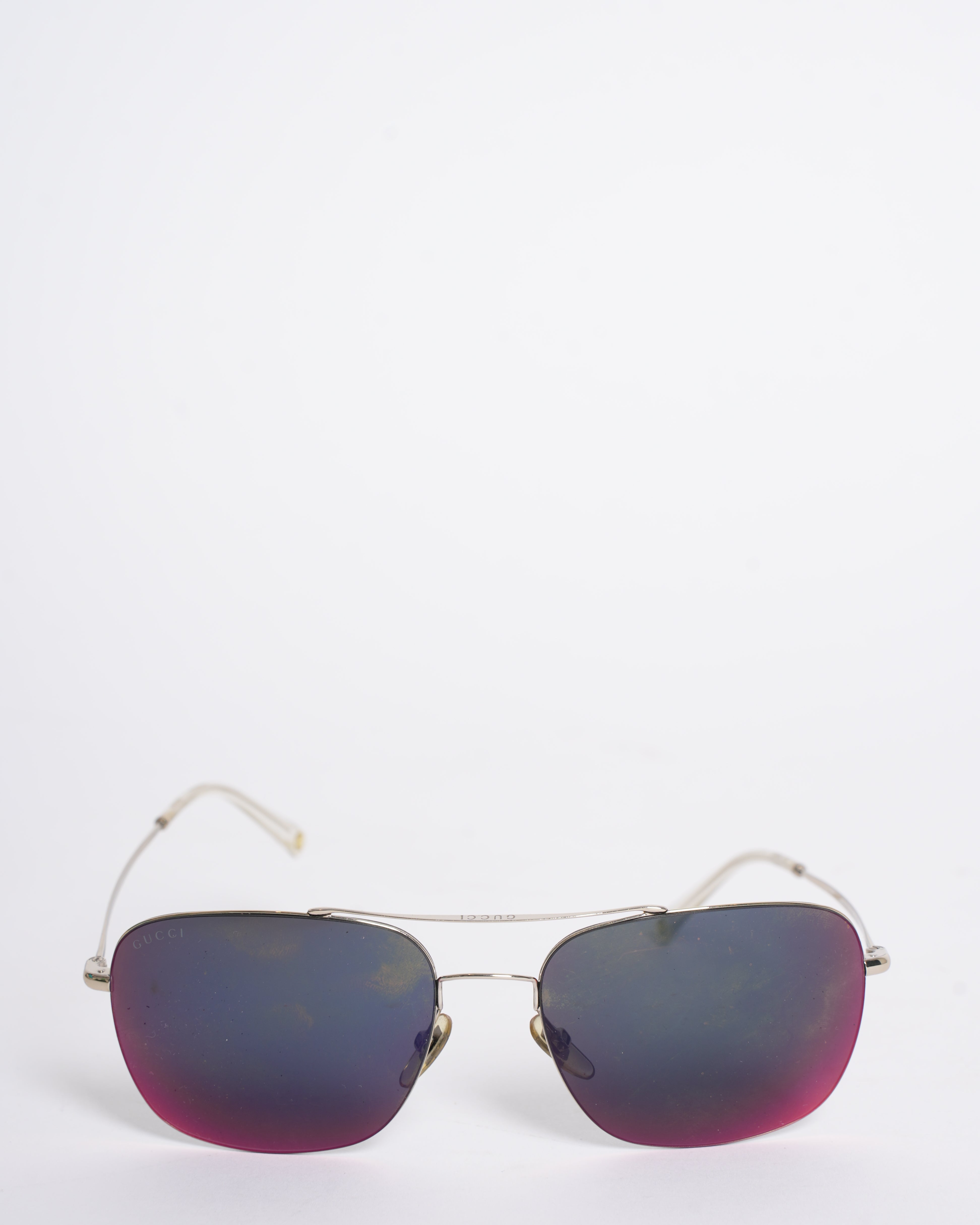 Gucci Men's Sunglasses In Black With Silver Frame
