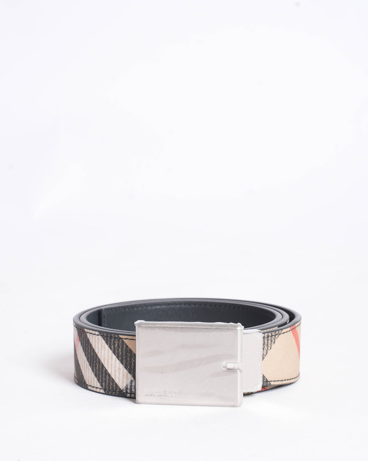 New Burberry Men's Checkered Buckle Belt