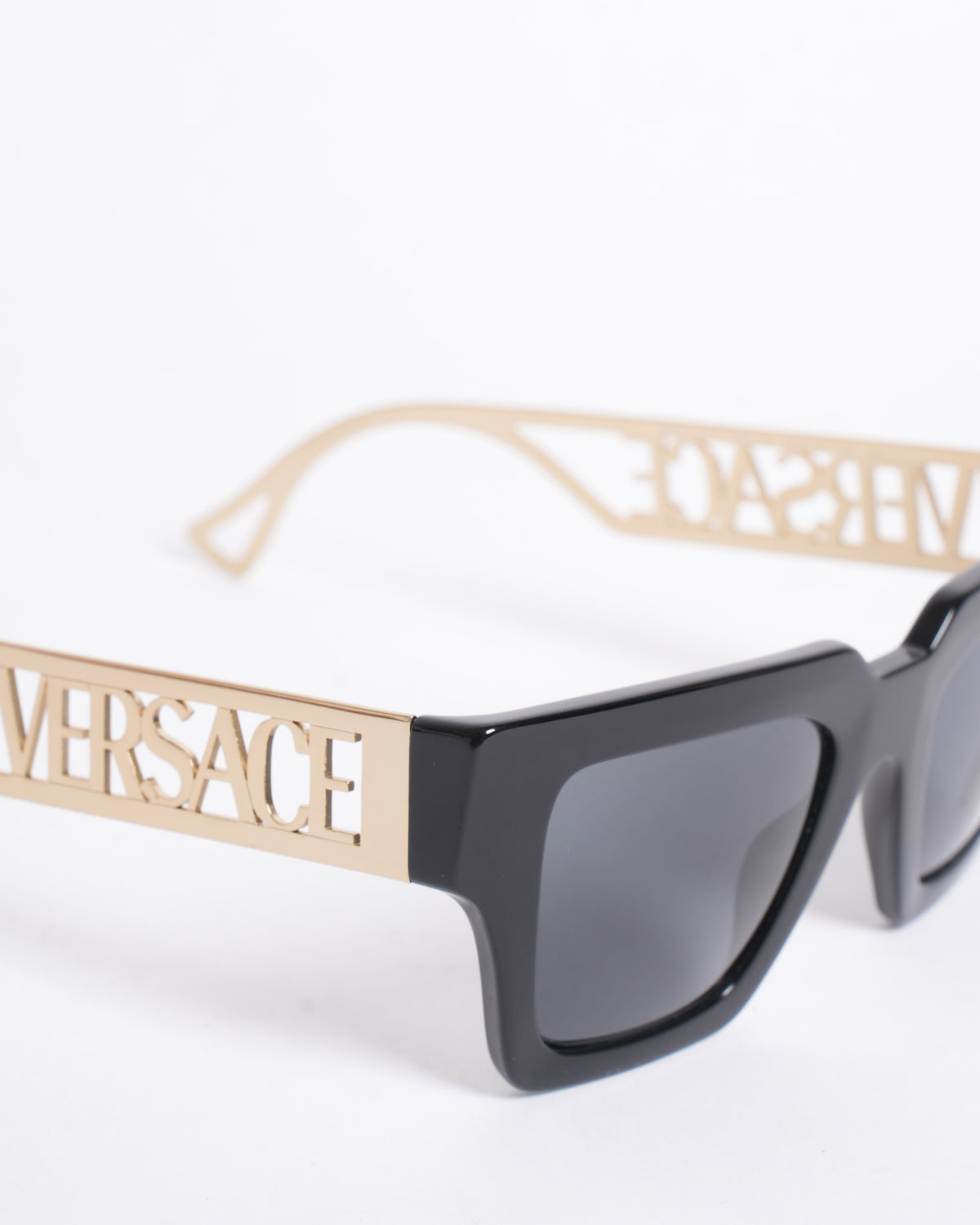 New Versace Women's Square Sunglasses with Bold Thick Temples
