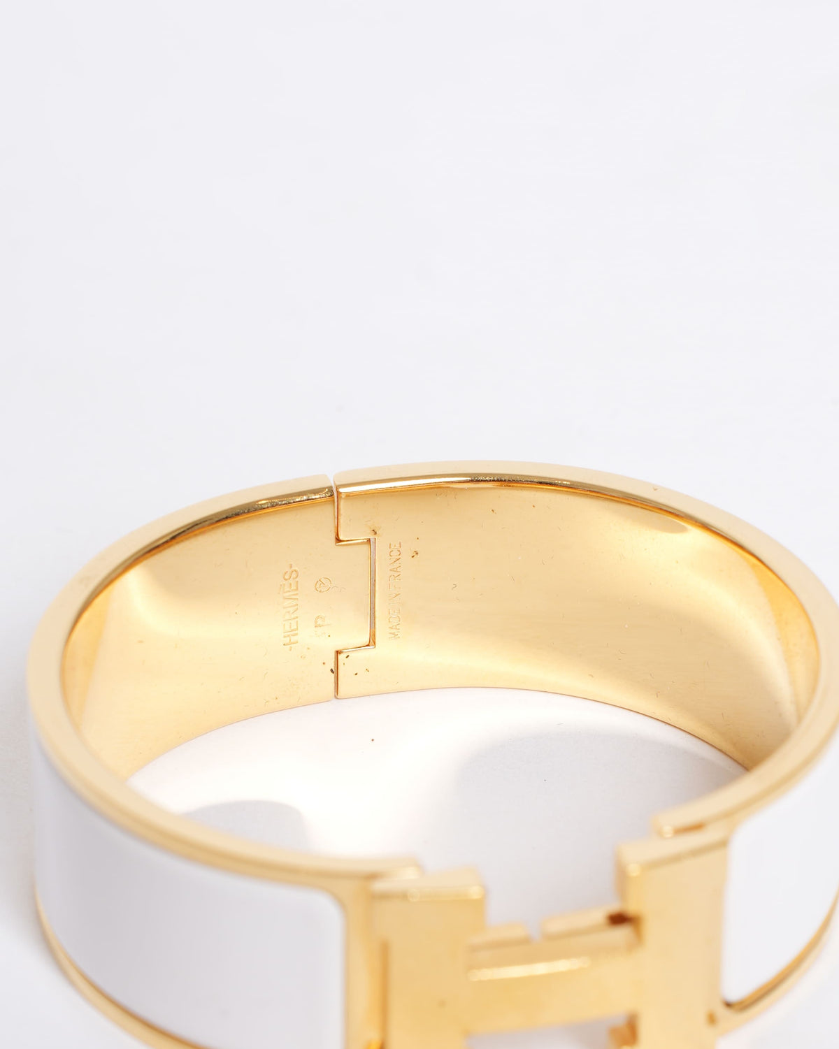 Hermes Clic H Bracelet In White