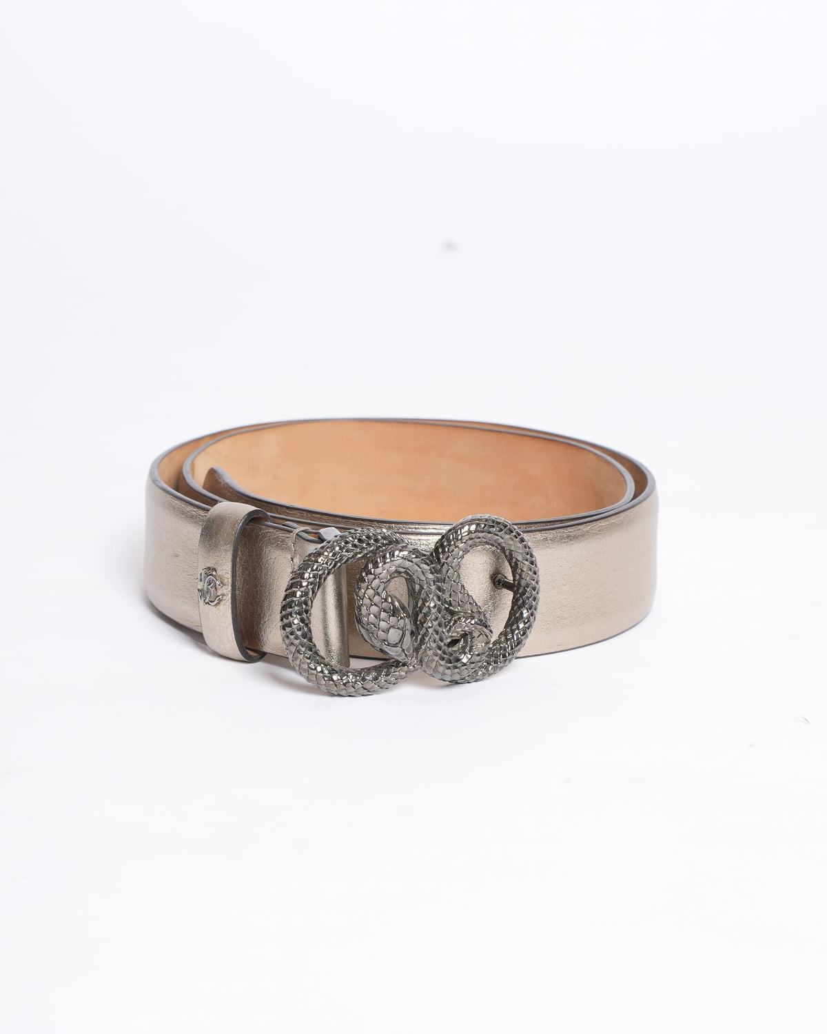 Roberto Cavalli Metallic Snake Buckle Belt