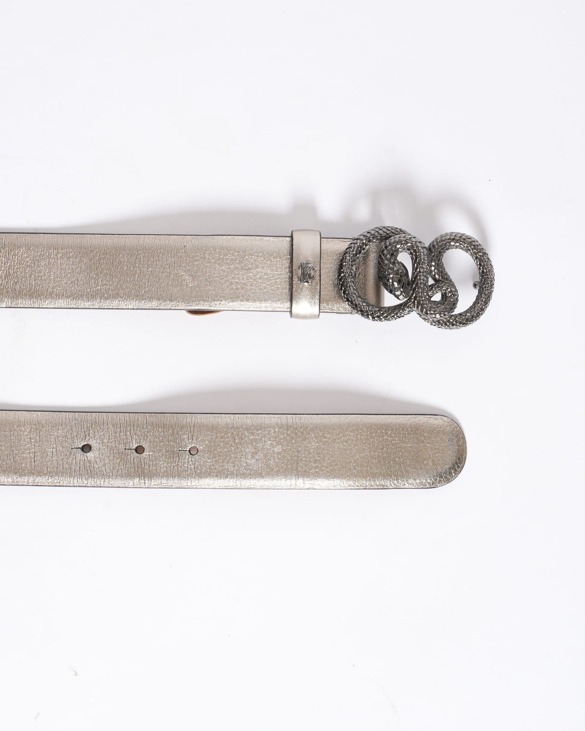 Roberto Cavalli Metallic Snake Buckle Belt