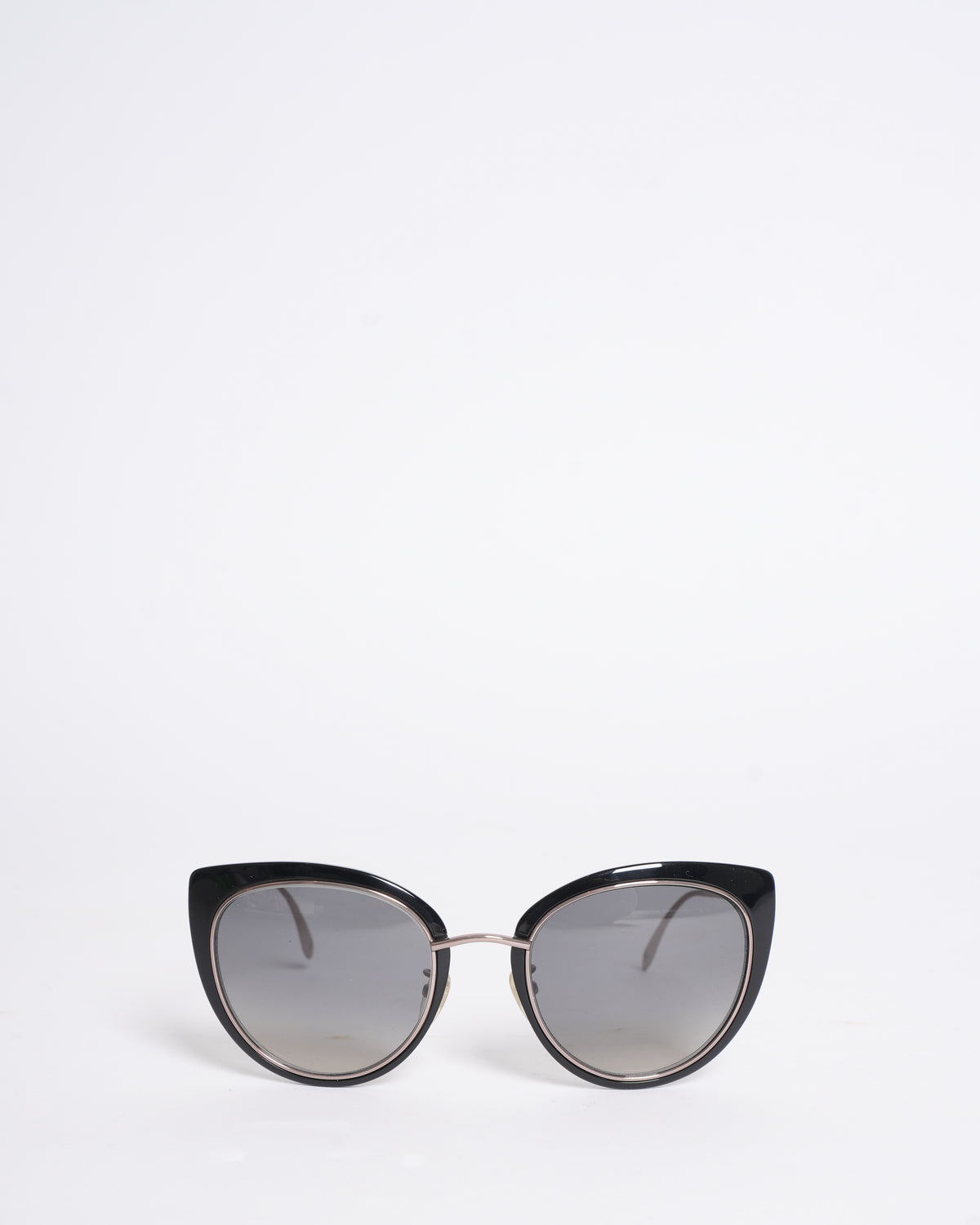 Carolina Herrera Black & Silver-Rimmed Sunglasses