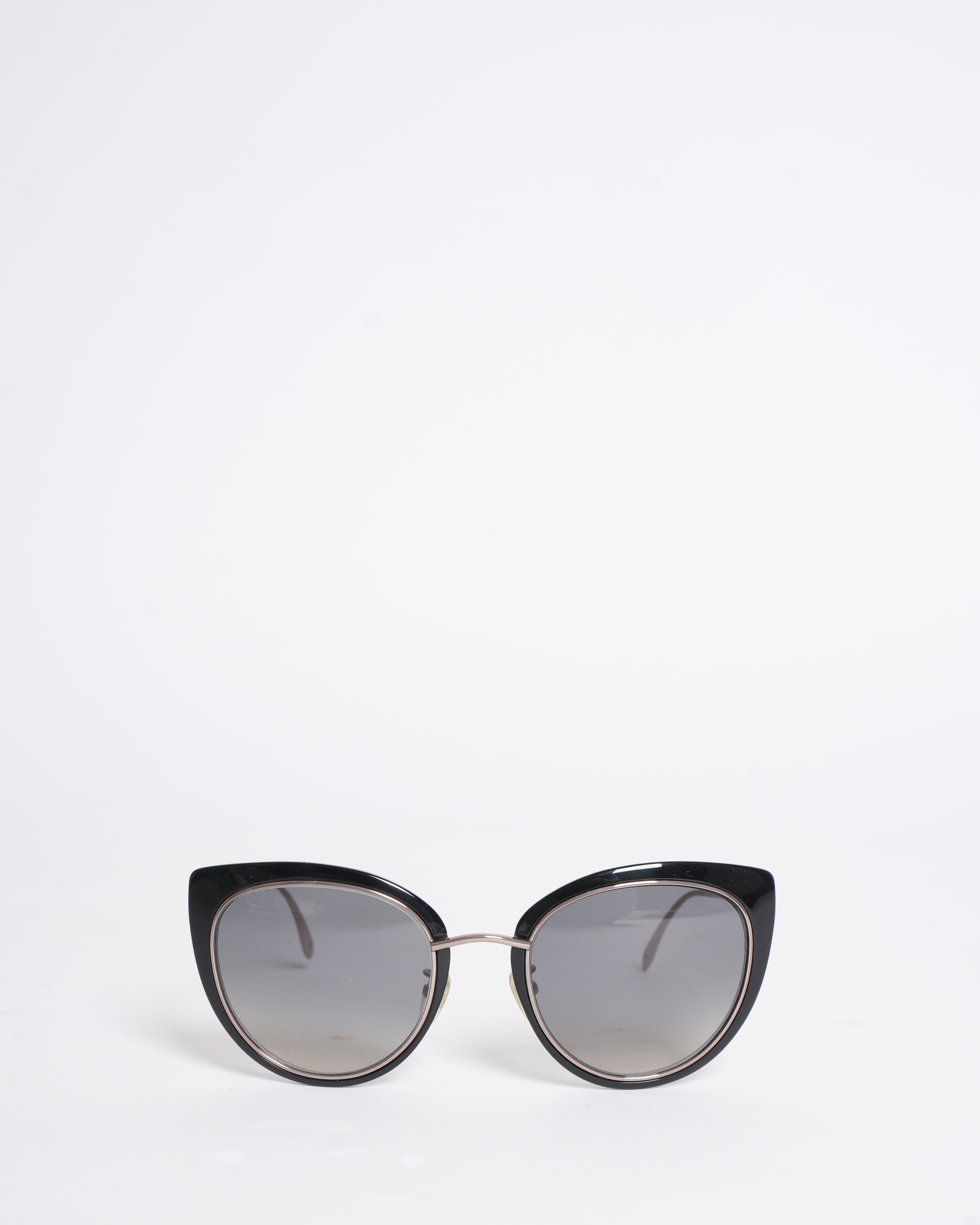 Carolina Herrera Black & Silver-Rimmed Sunglasses