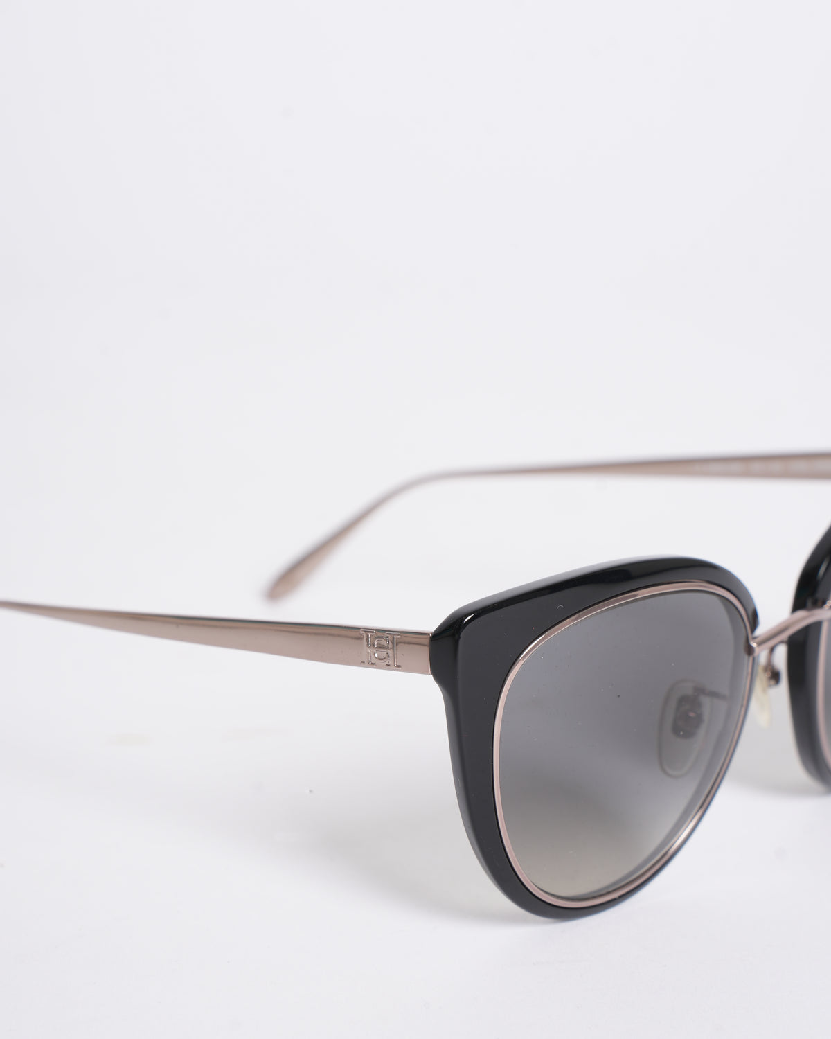 Carolina Herrera Black & Silver-Rimmed Sunglasses