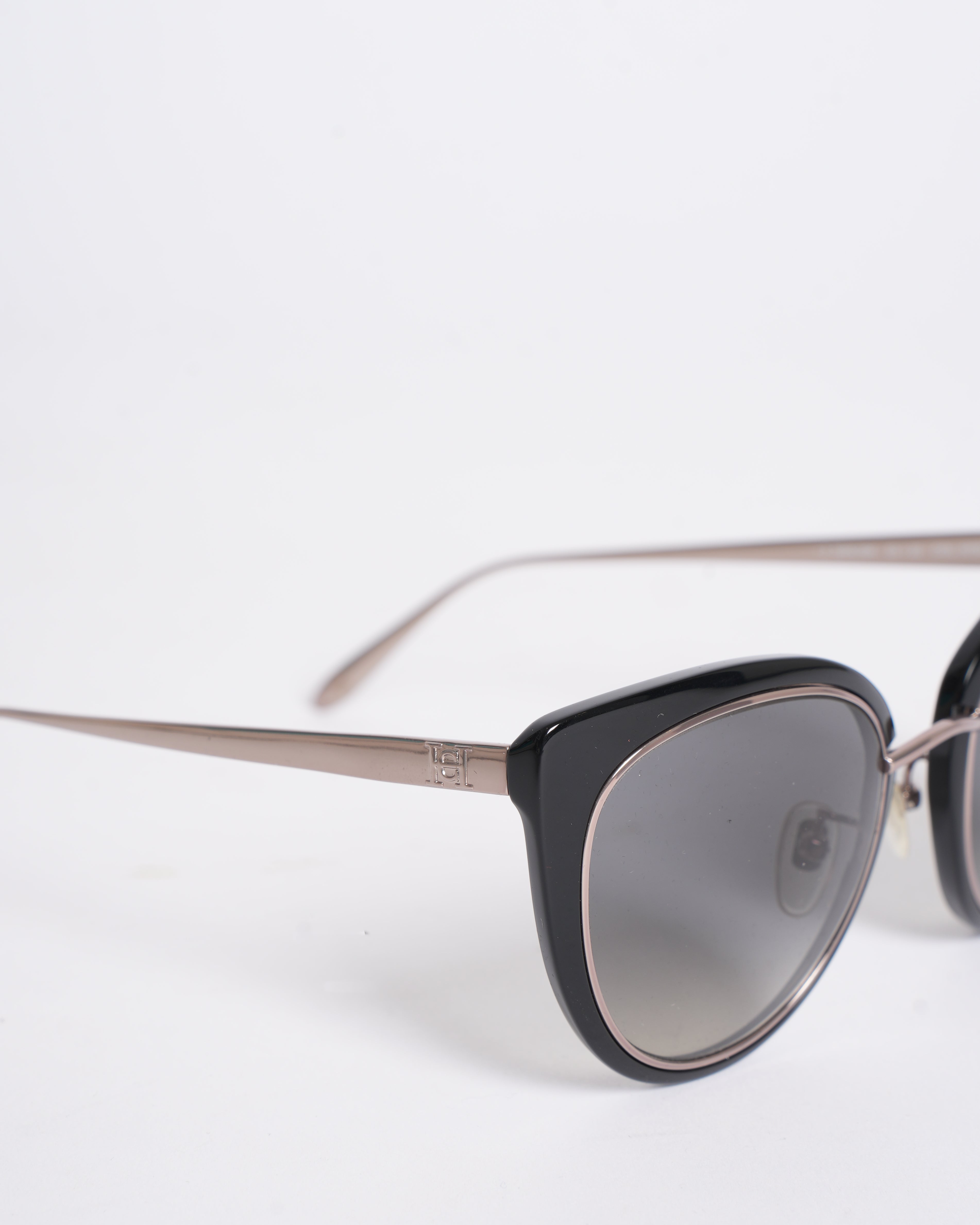 Carolina Herrera Black & Silver-Rimmed Sunglasses