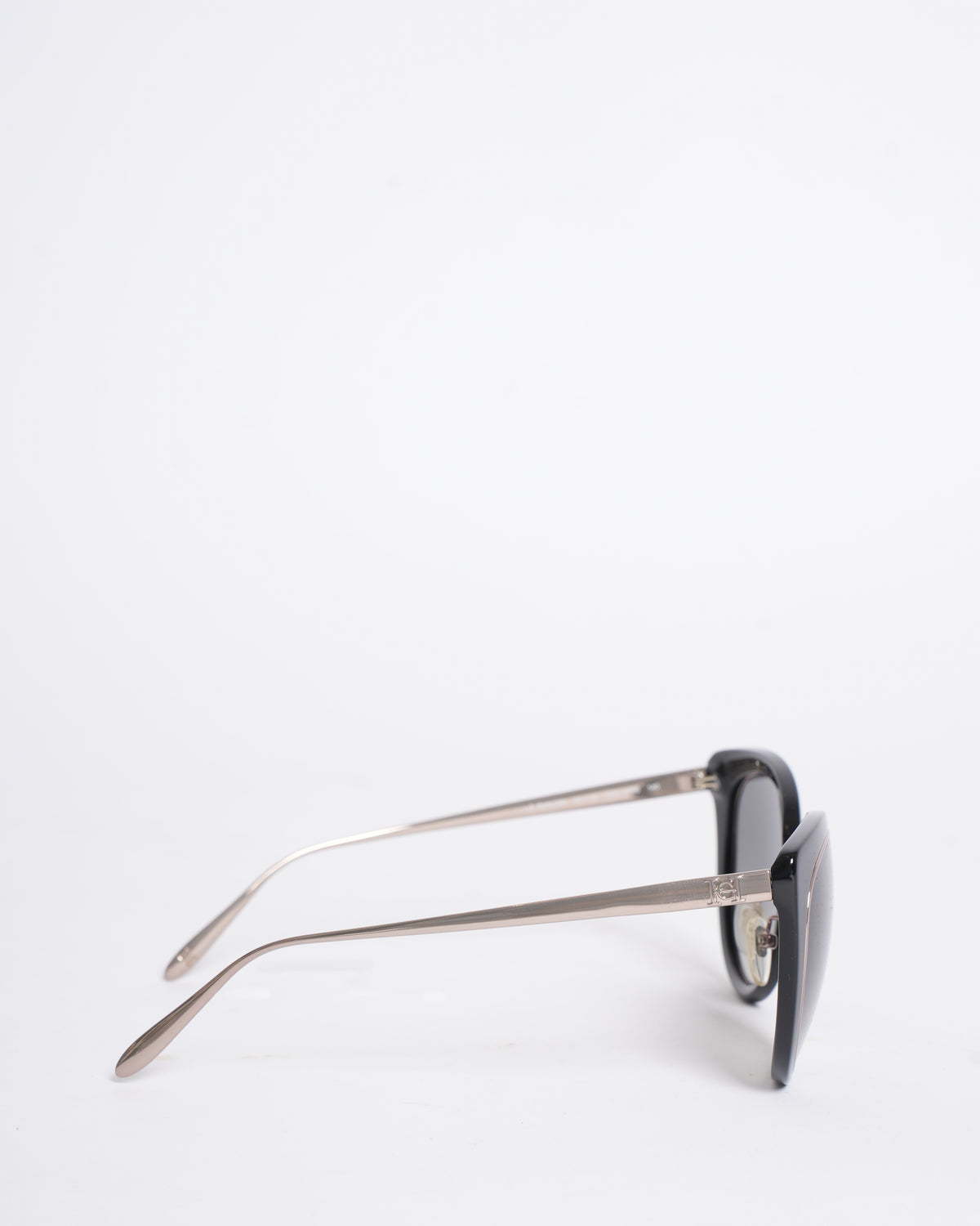 Carolina Herrera Black & Silver-Rimmed Sunglasses