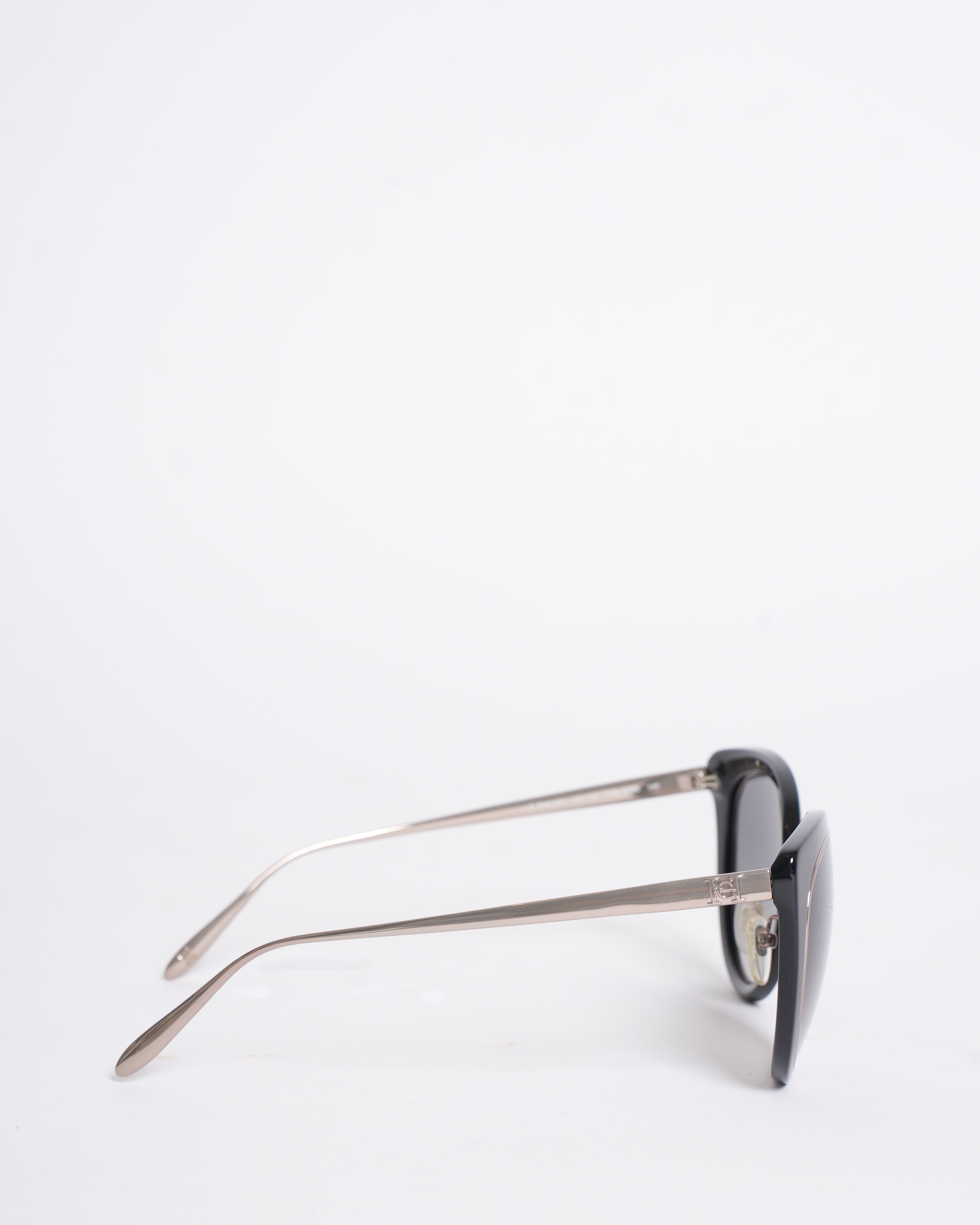 Carolina Herrera Black & Silver-Rimmed Sunglasses