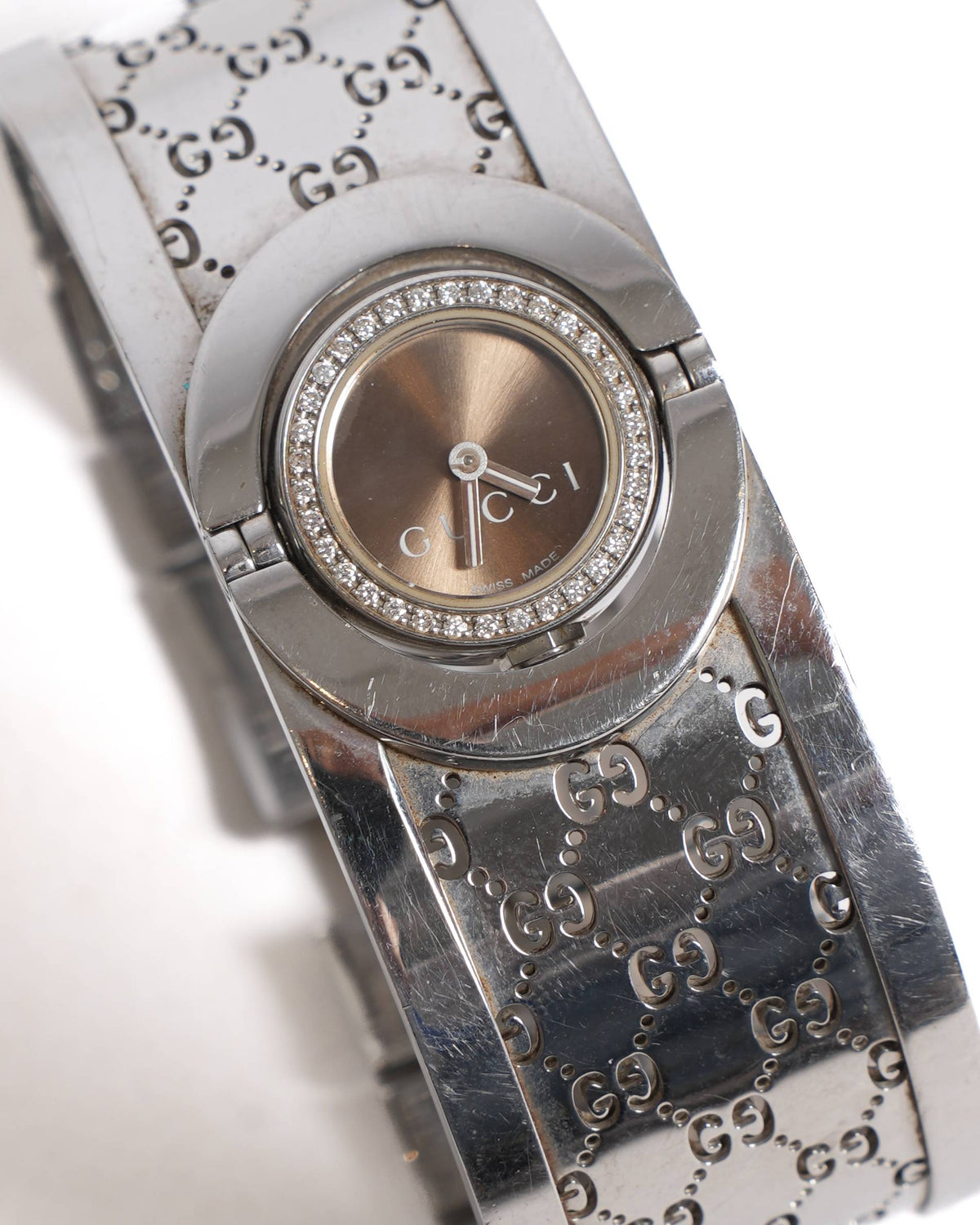Gucci gg twirl 112 stainless steel twirl watch with diamonds