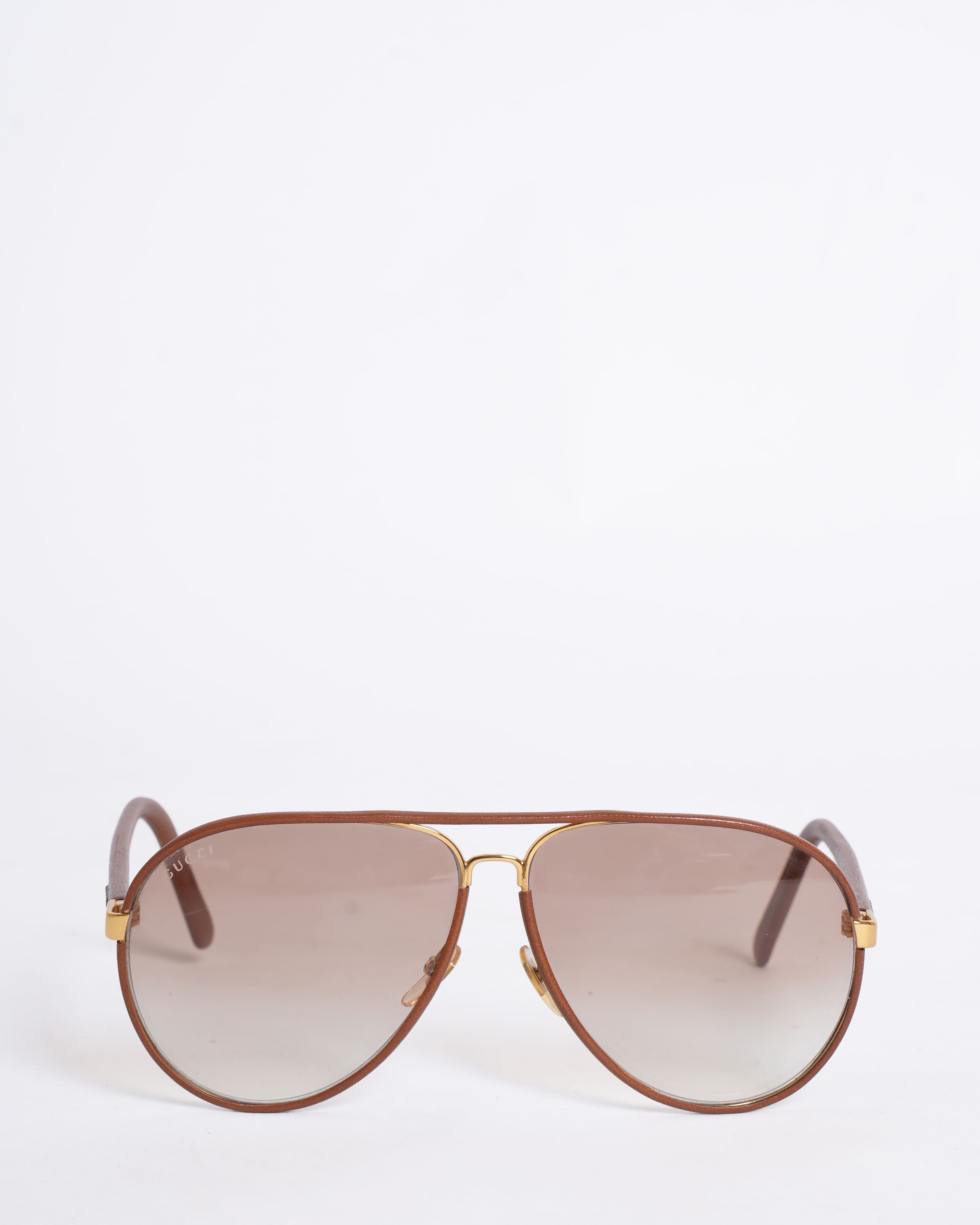 New Gucci Women's Aviator Sunglasses In Brown