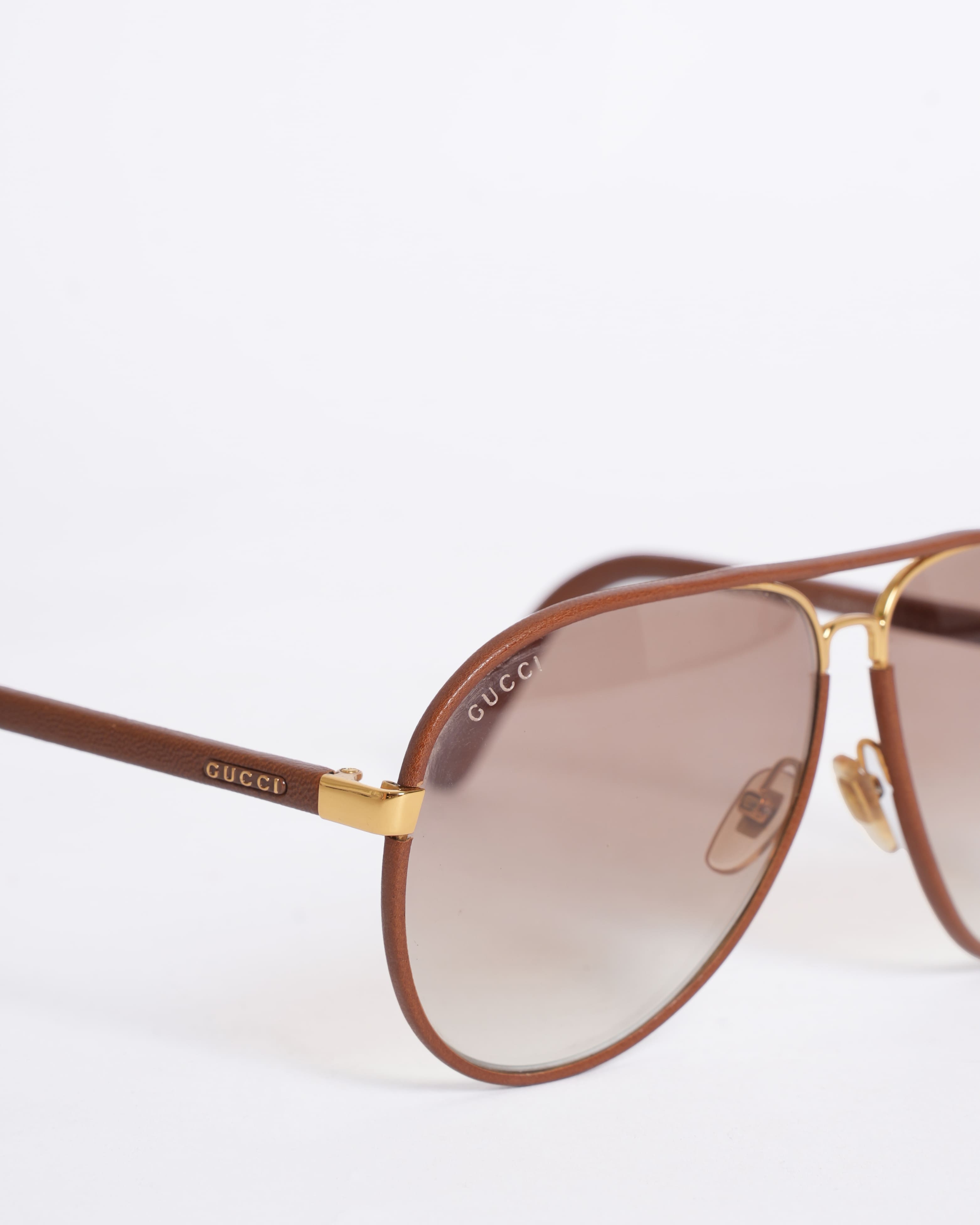 New Gucci Women's Aviator Sunglasses In Brown