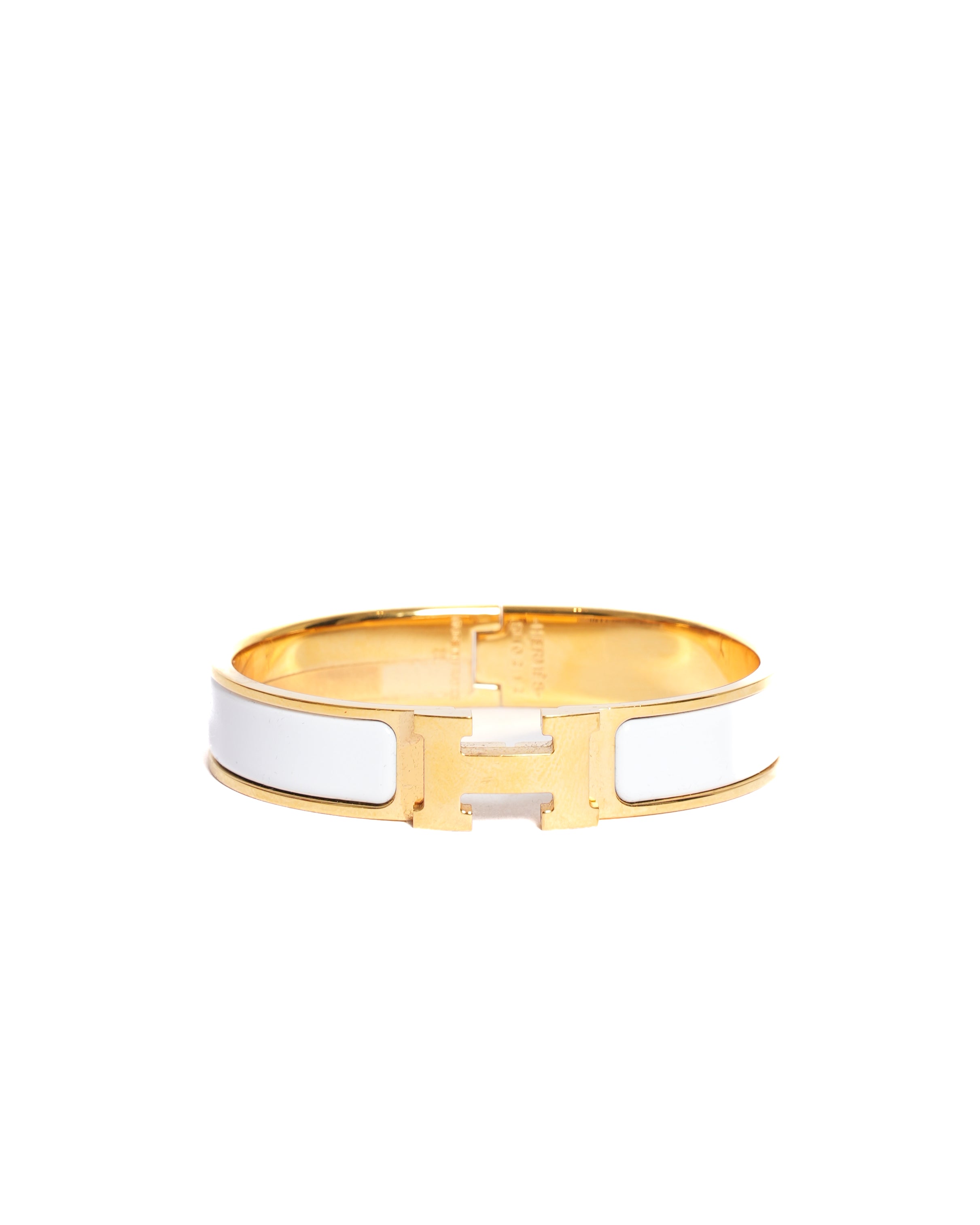 New Hermès Clic H Bracelet in White