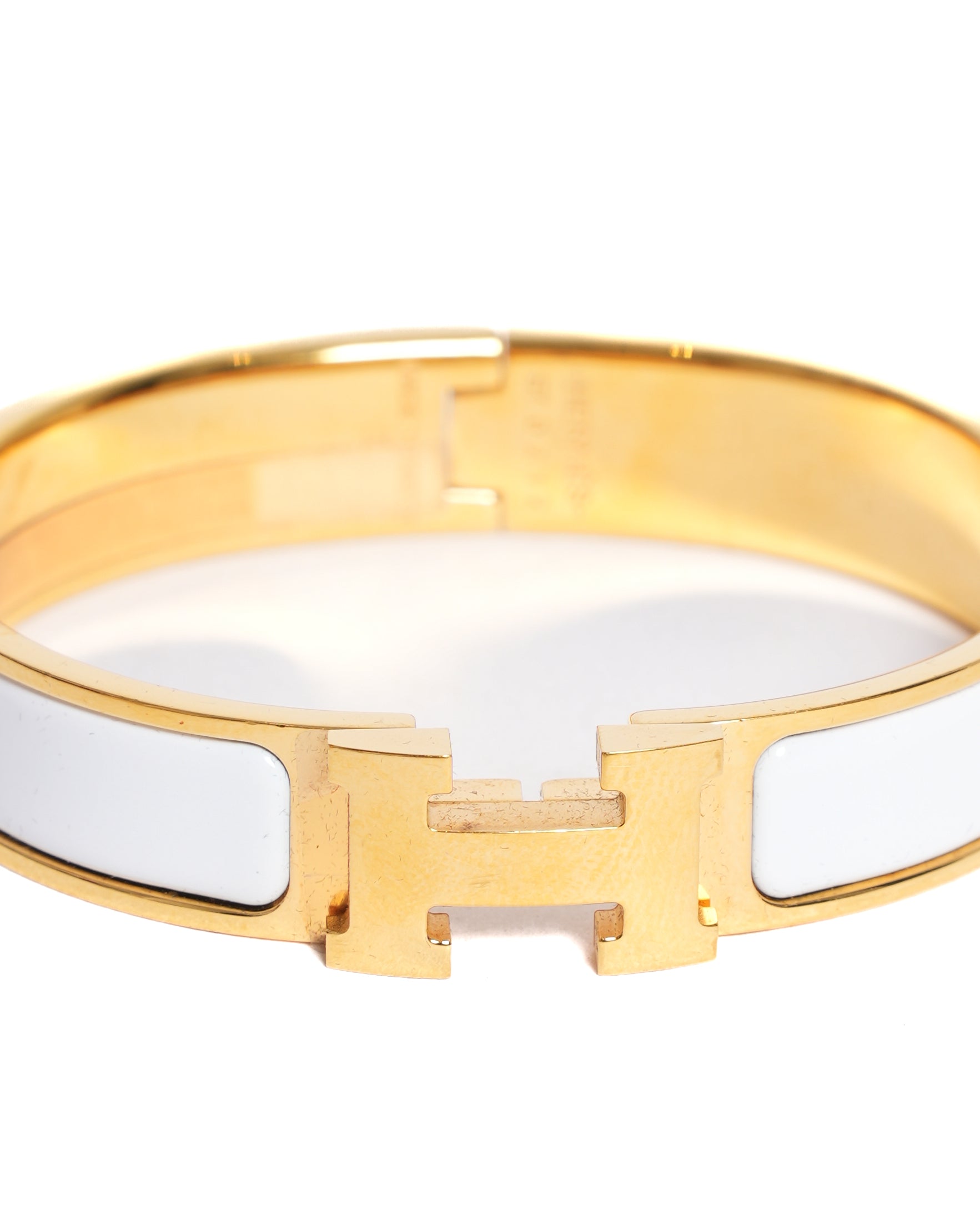 New Hermès Clic H Bracelet in White