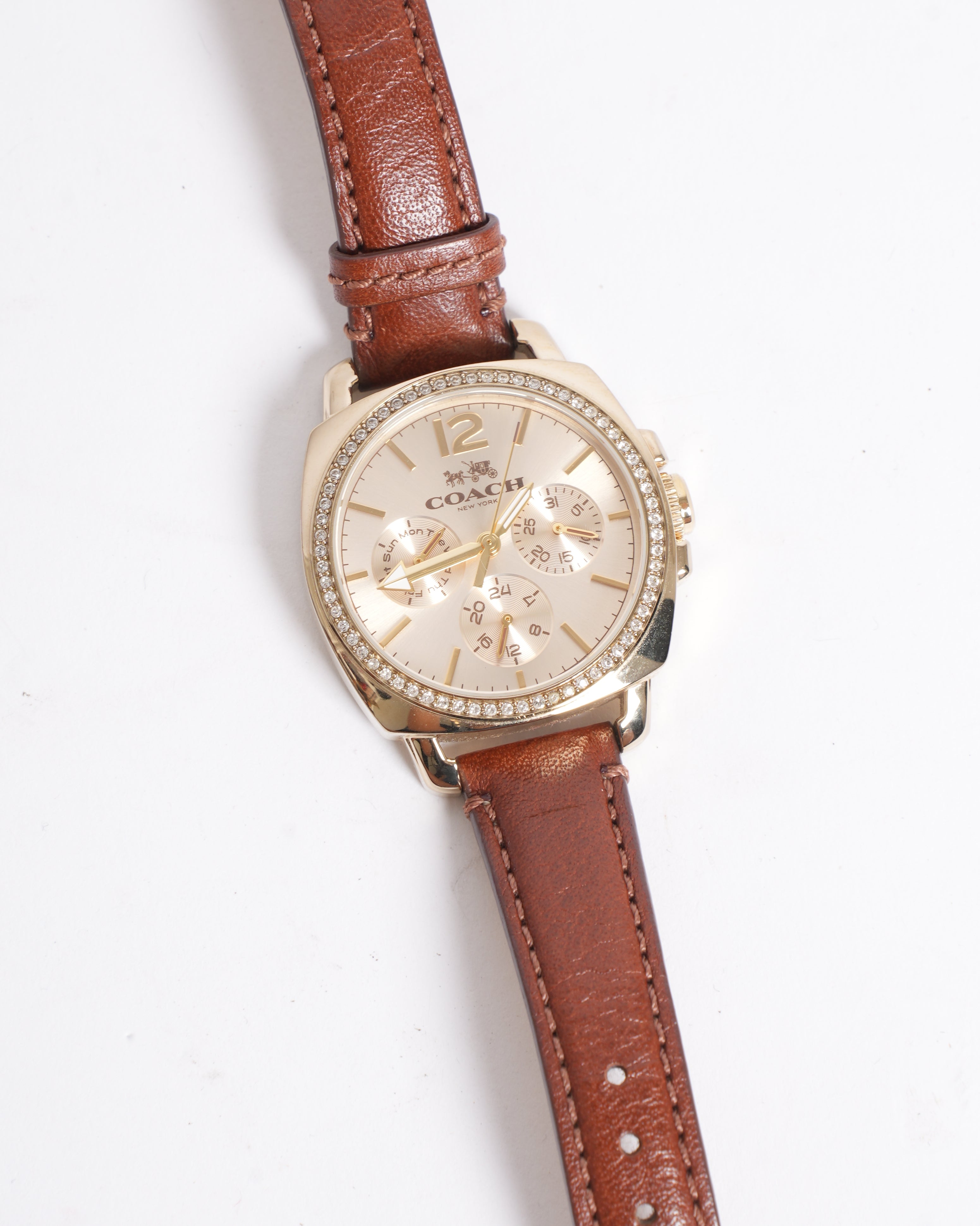 Coach Boyfriend Quartz Watch with Silver Dial & Crystal Accents
