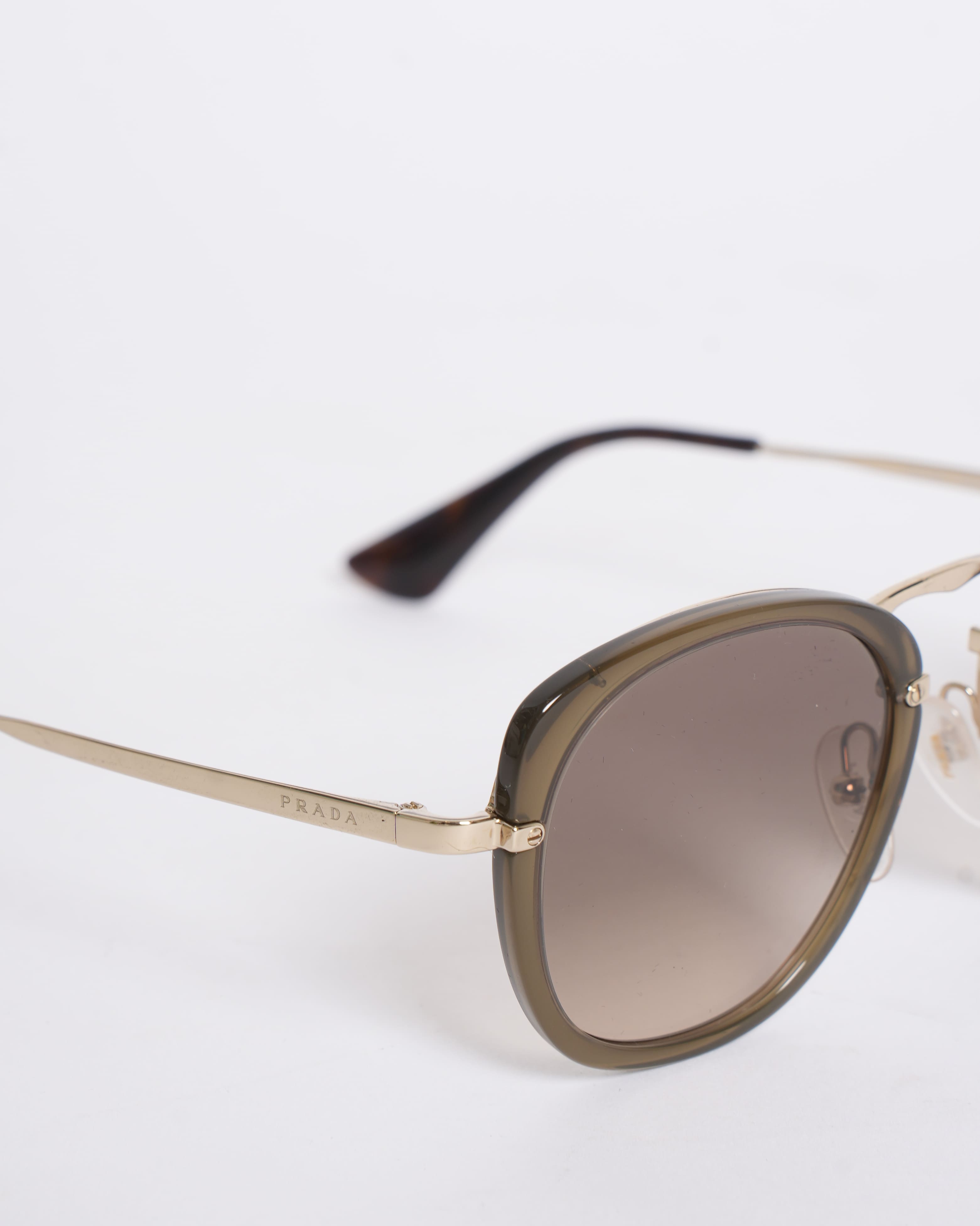 Prada Square Sunglasses with Gold-Tone Hardware