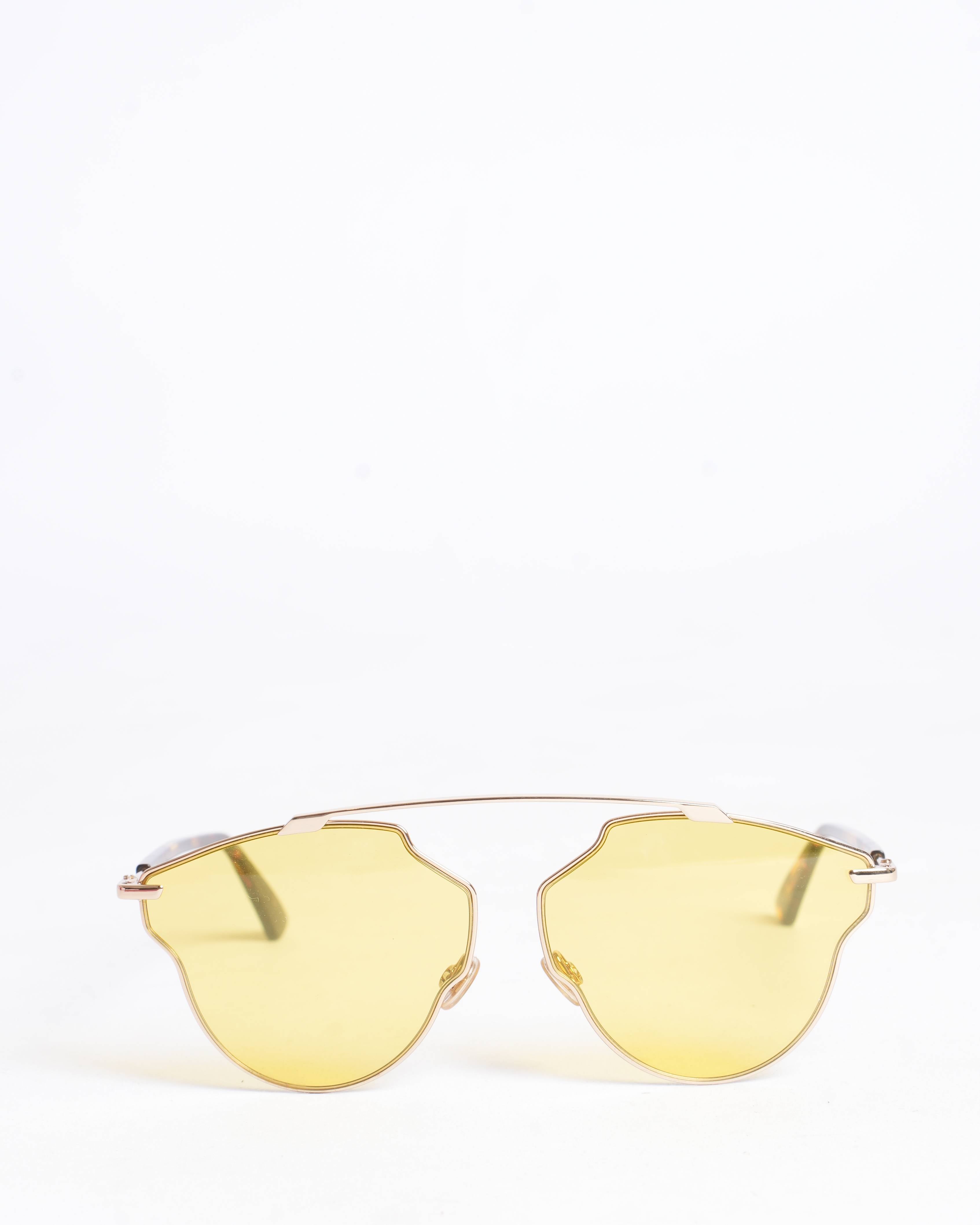 Christian Dior Women's Round Sunglasses WIth Yellow Frame