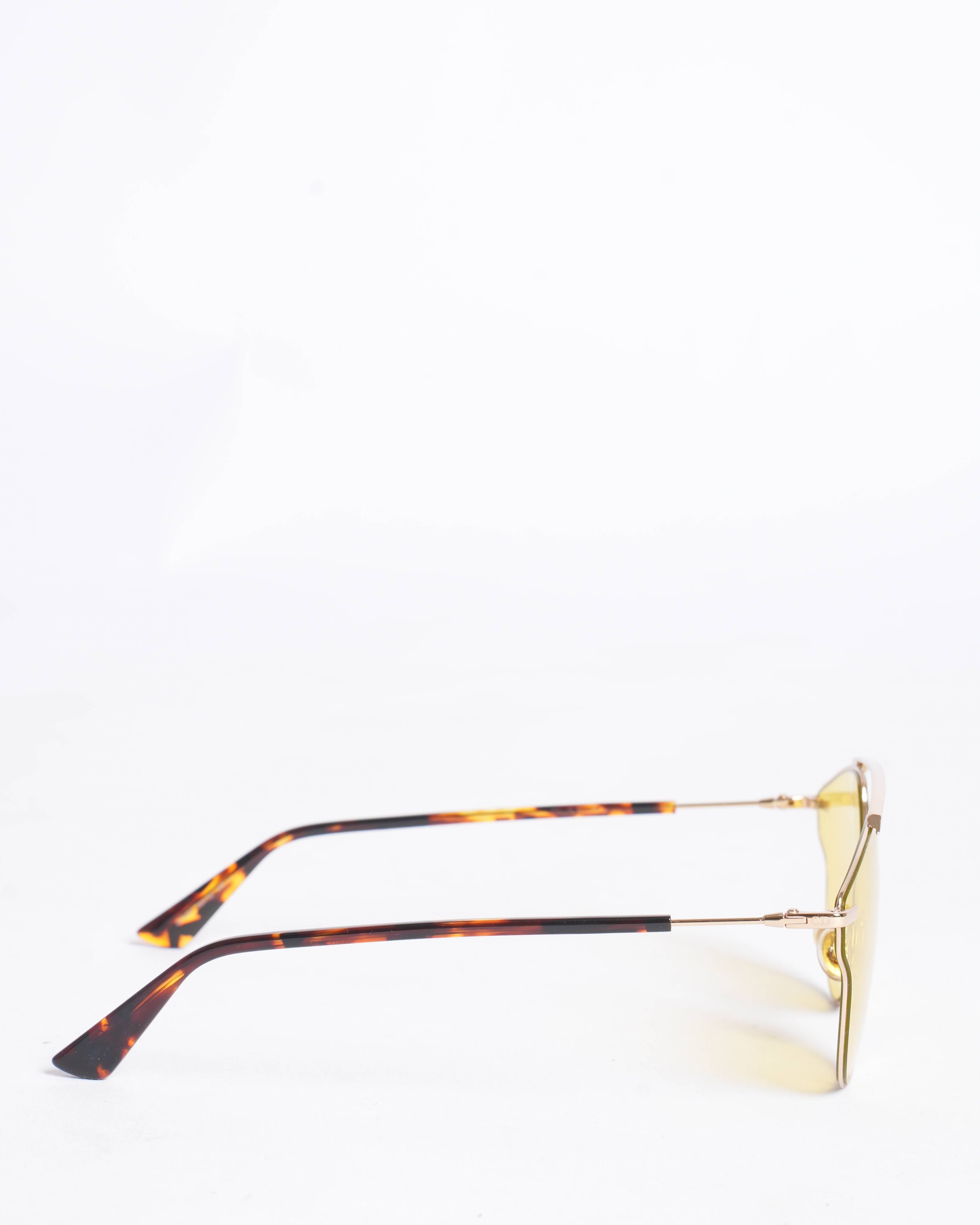 Christian Dior Women's Round Sunglasses WIth Yellow Frame