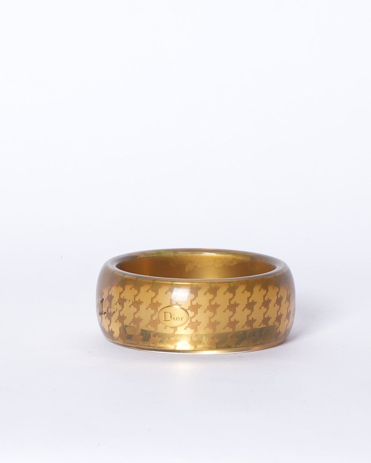 Dior Gold Tone Hounds Tooth Resin Bangle