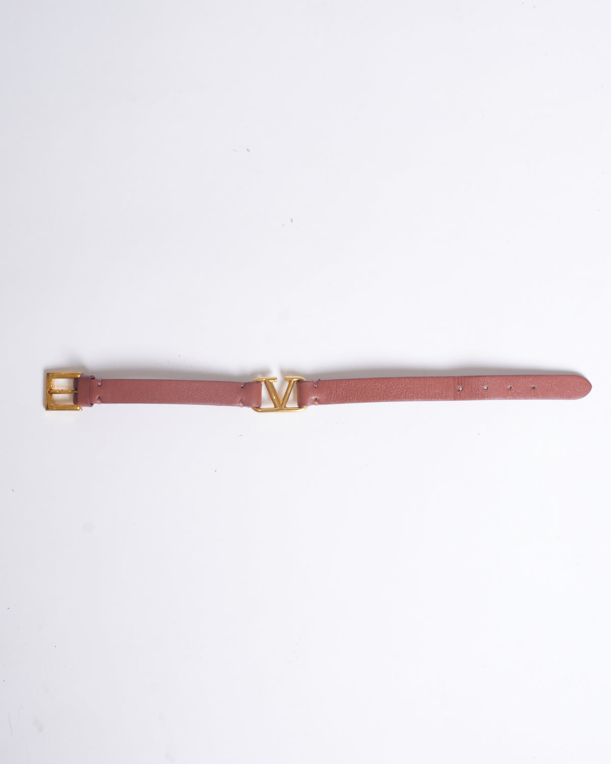 Valentino v logo  leather gold tone wrap bracelet