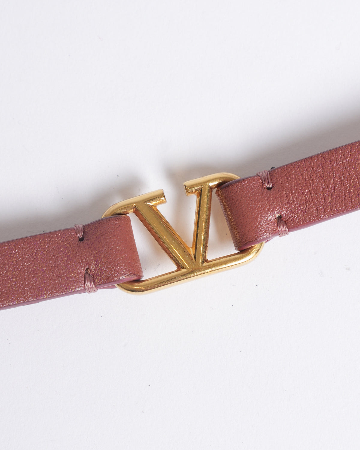 Valentino v logo  leather gold tone wrap bracelet