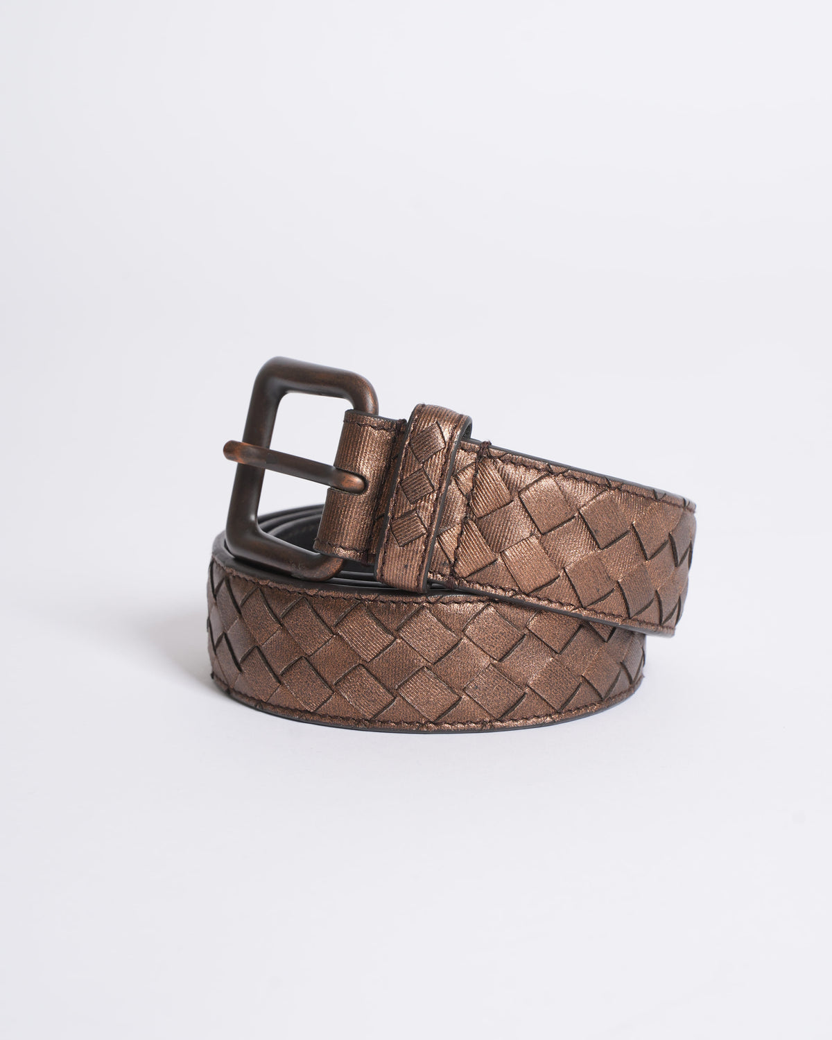 Bottega veneta brown intrecciato mesh belt