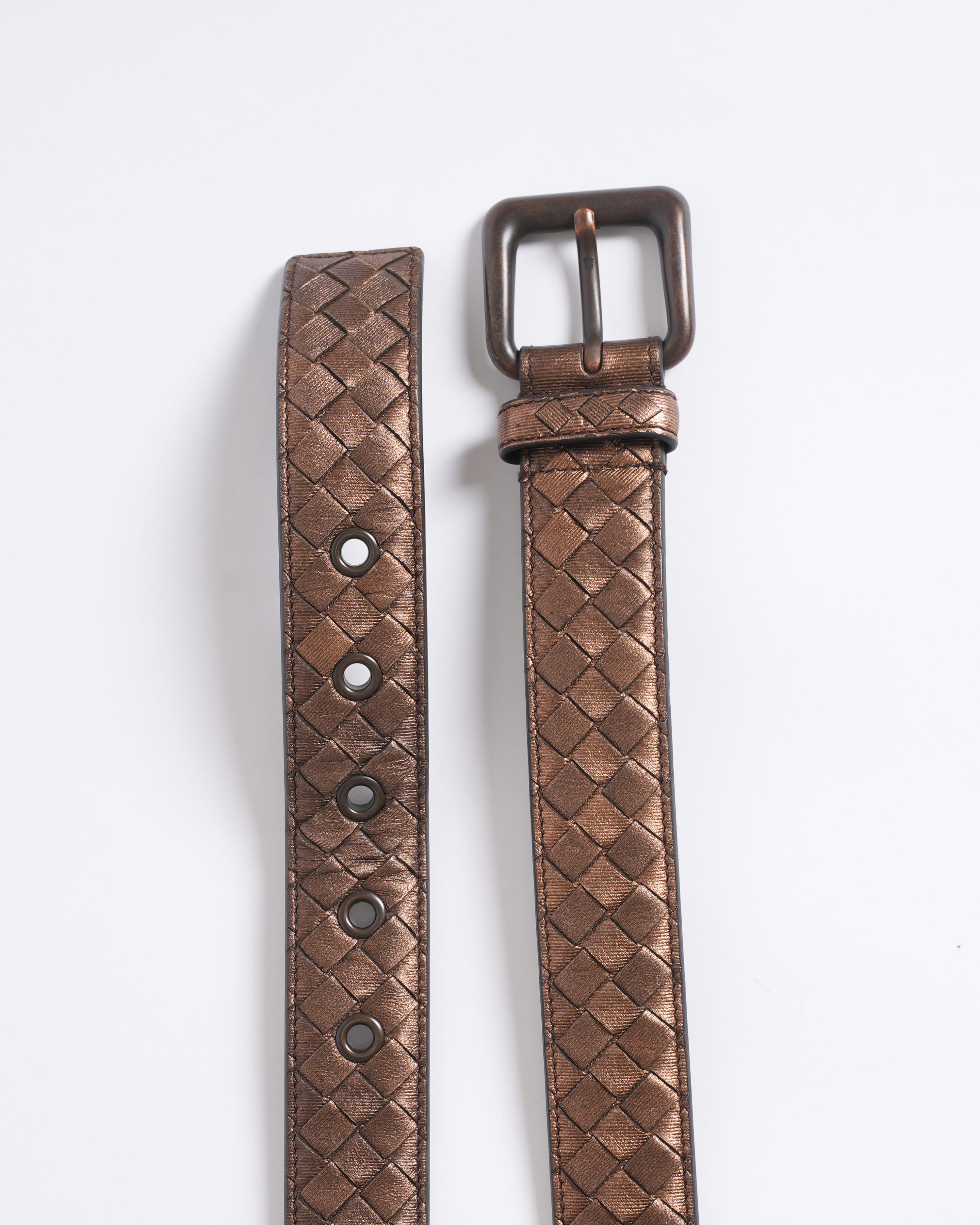 Bottega veneta brown intrecciato mesh belt