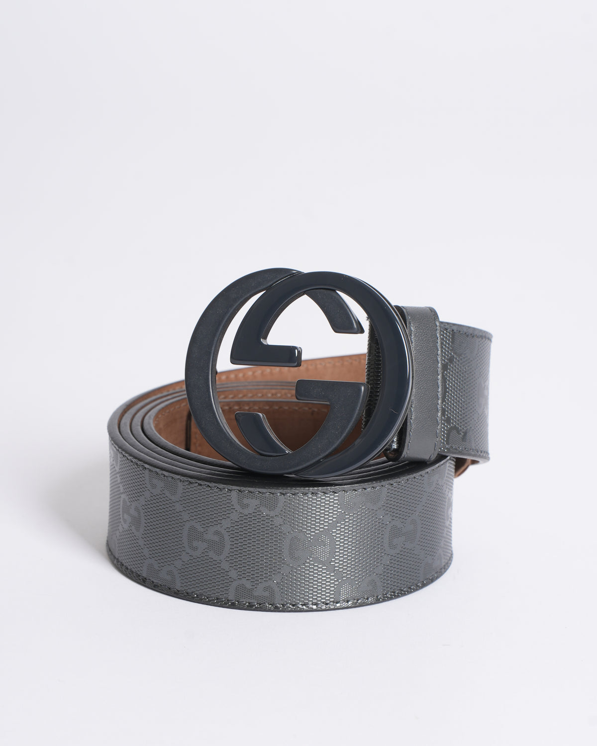 New Gucci Men's Logo Belt In Grey