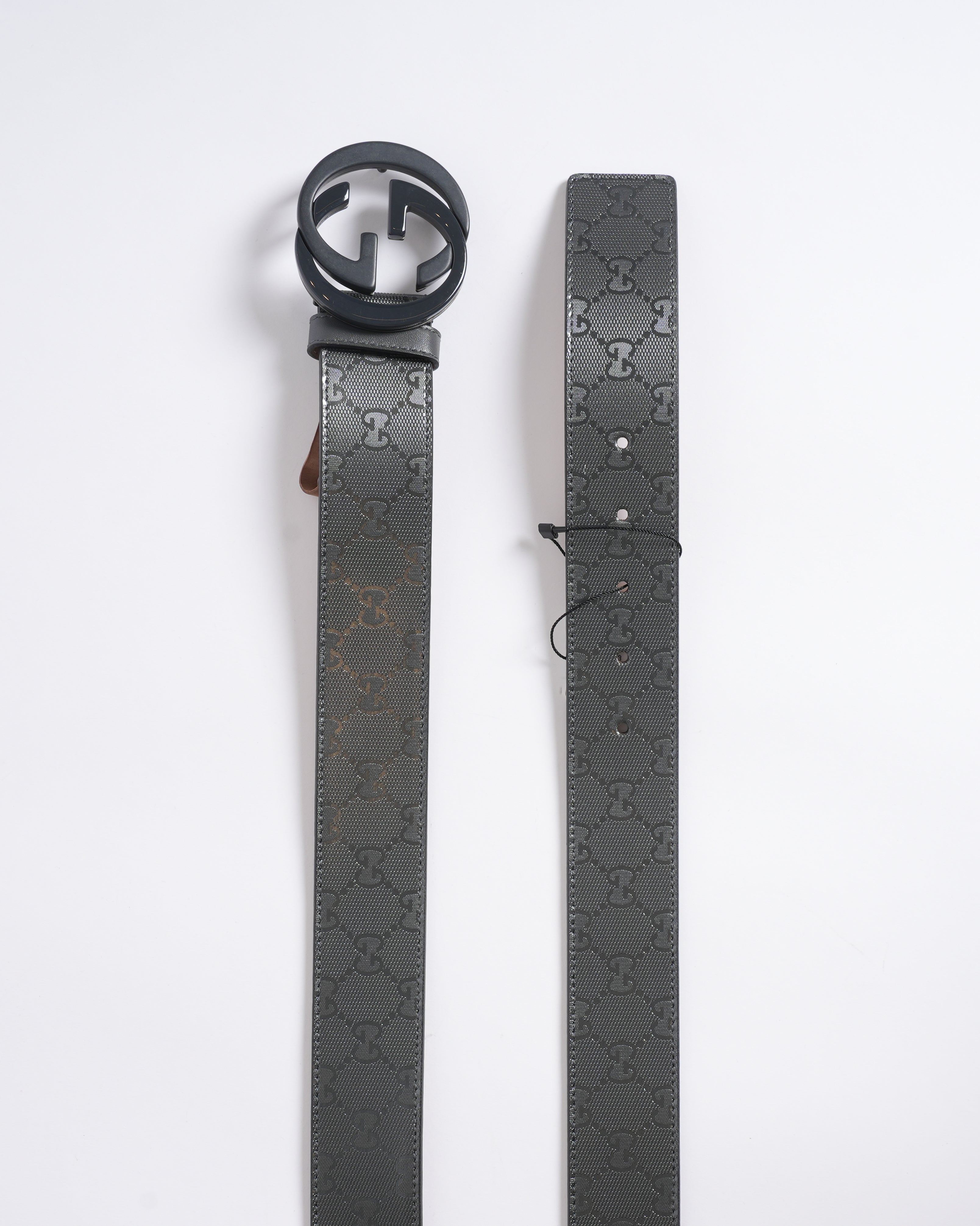 New Gucci Men's Logo Belt In Grey
