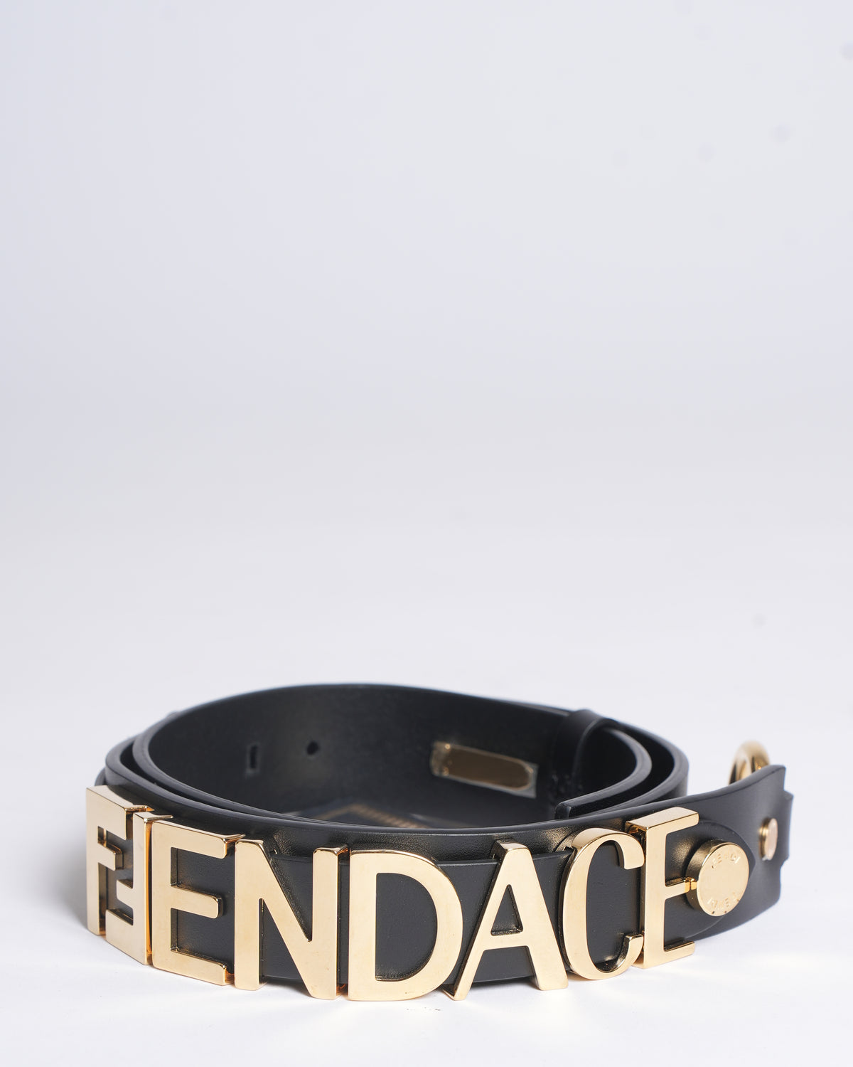 New Fendi x Versace Fendace Women's Calf Leather Logo Lettering Belt