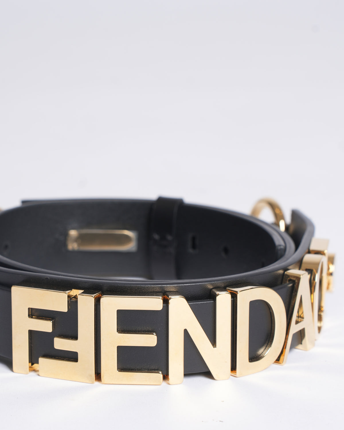 New Fendi x Versace Fendace Women's Calf Leather Logo Lettering Belt