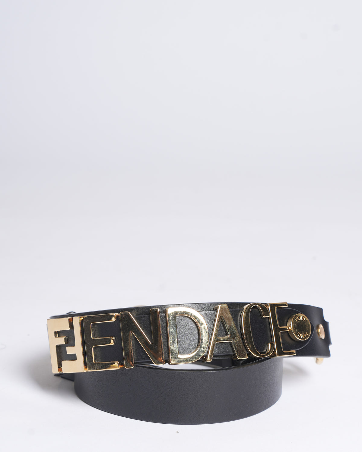 New Fendi x Versace Fendace Women's Calf Leather Logo Lettering Belt