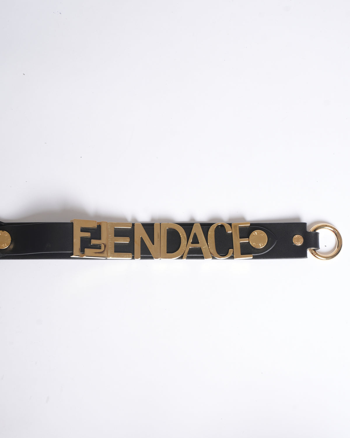 New Fendi x Versace Fendace Women's Calf Leather Logo Lettering Belt