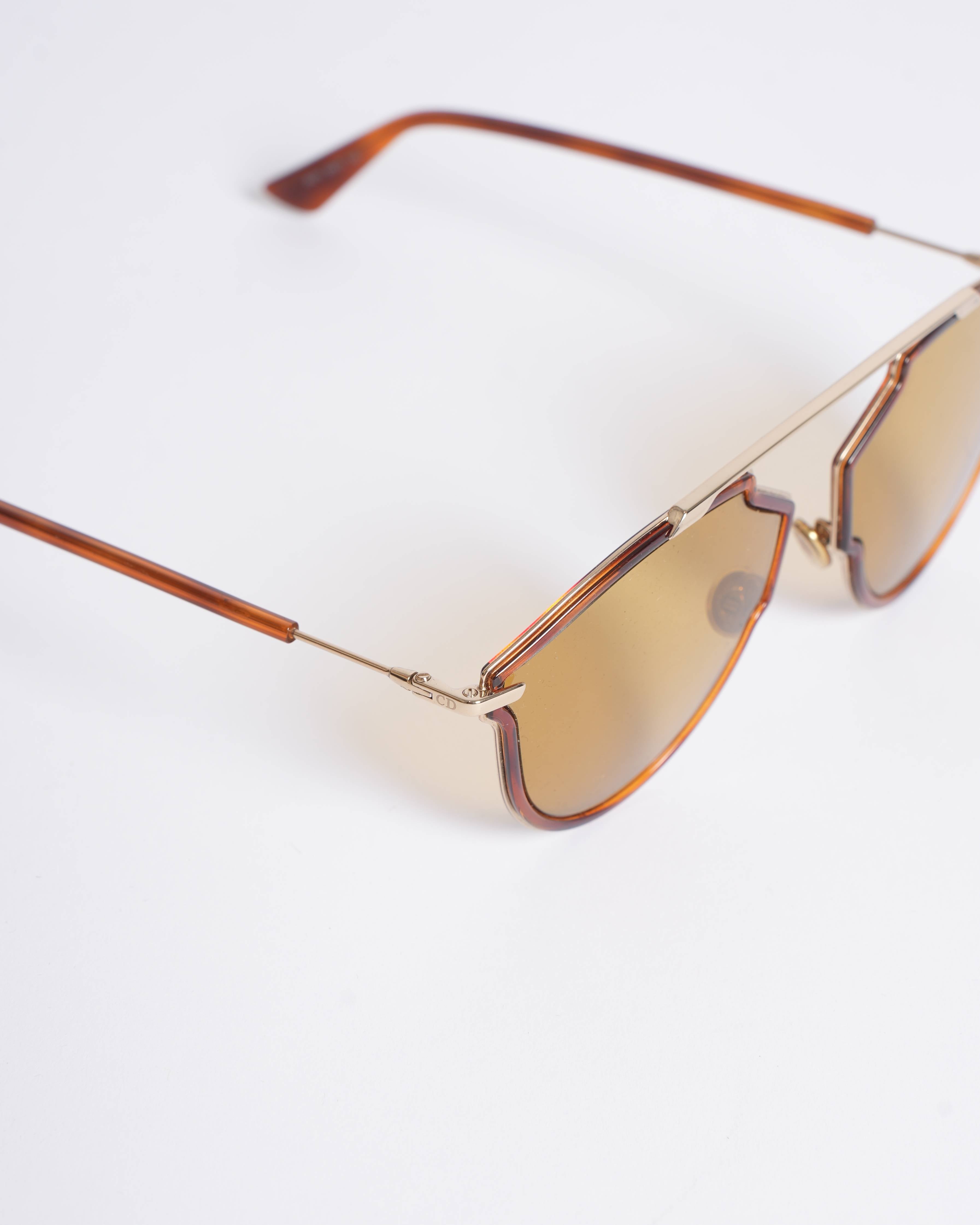 Christian dior goldtone metal tortoise so real rise sunglasses