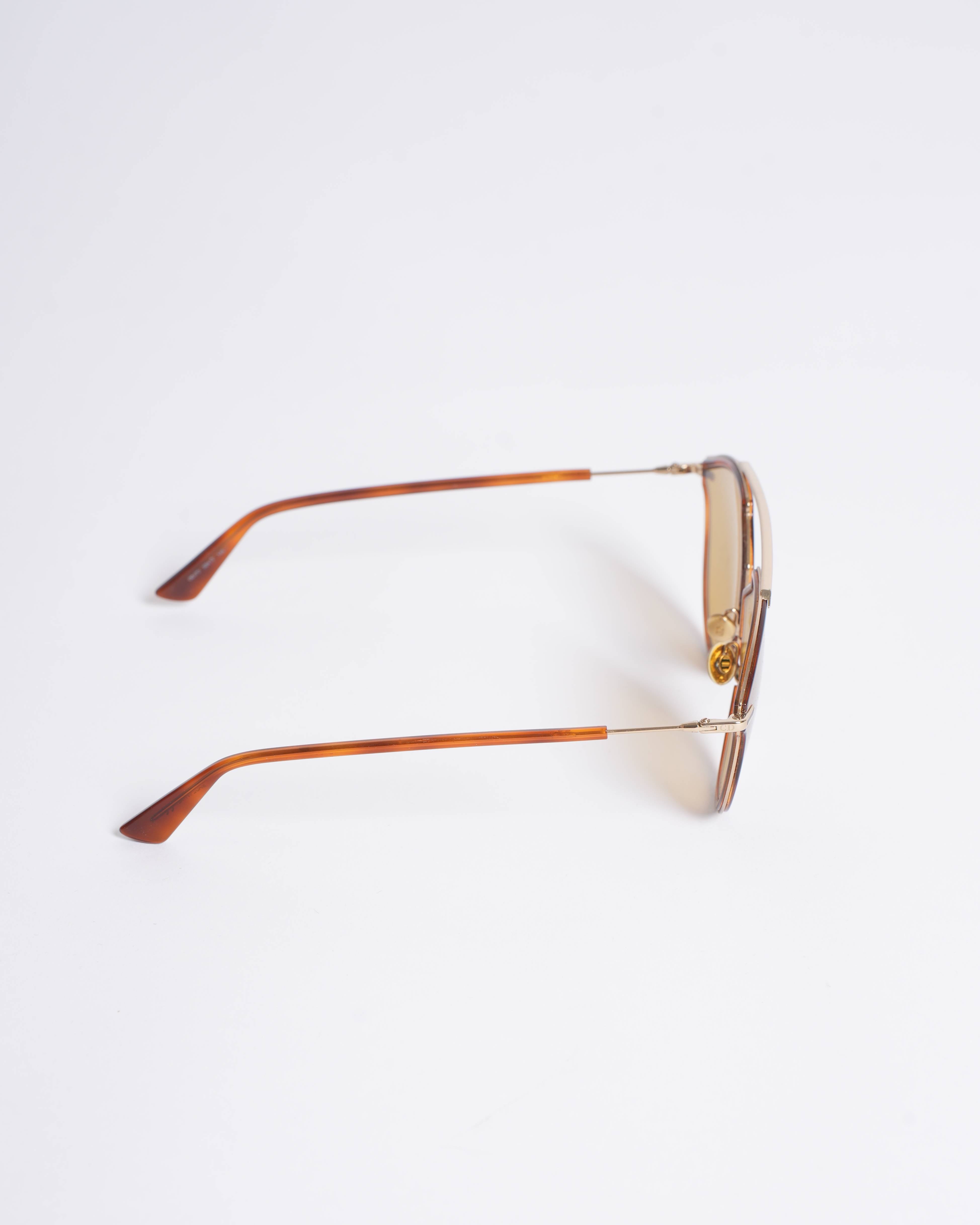 Christian dior goldtone metal tortoise so real rise sunglasses