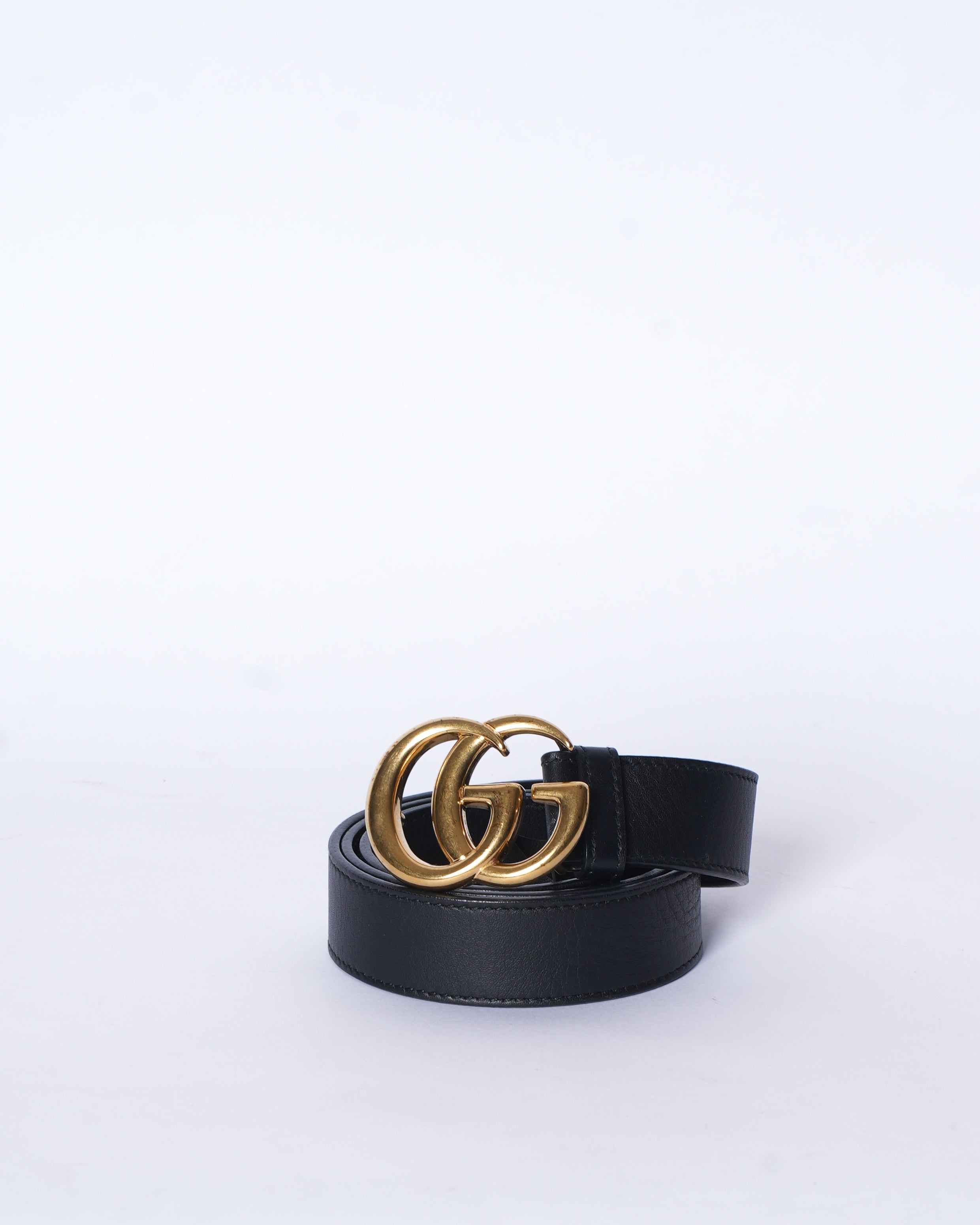 Gucci GG Marmont Glossy Buckle Leather Belt