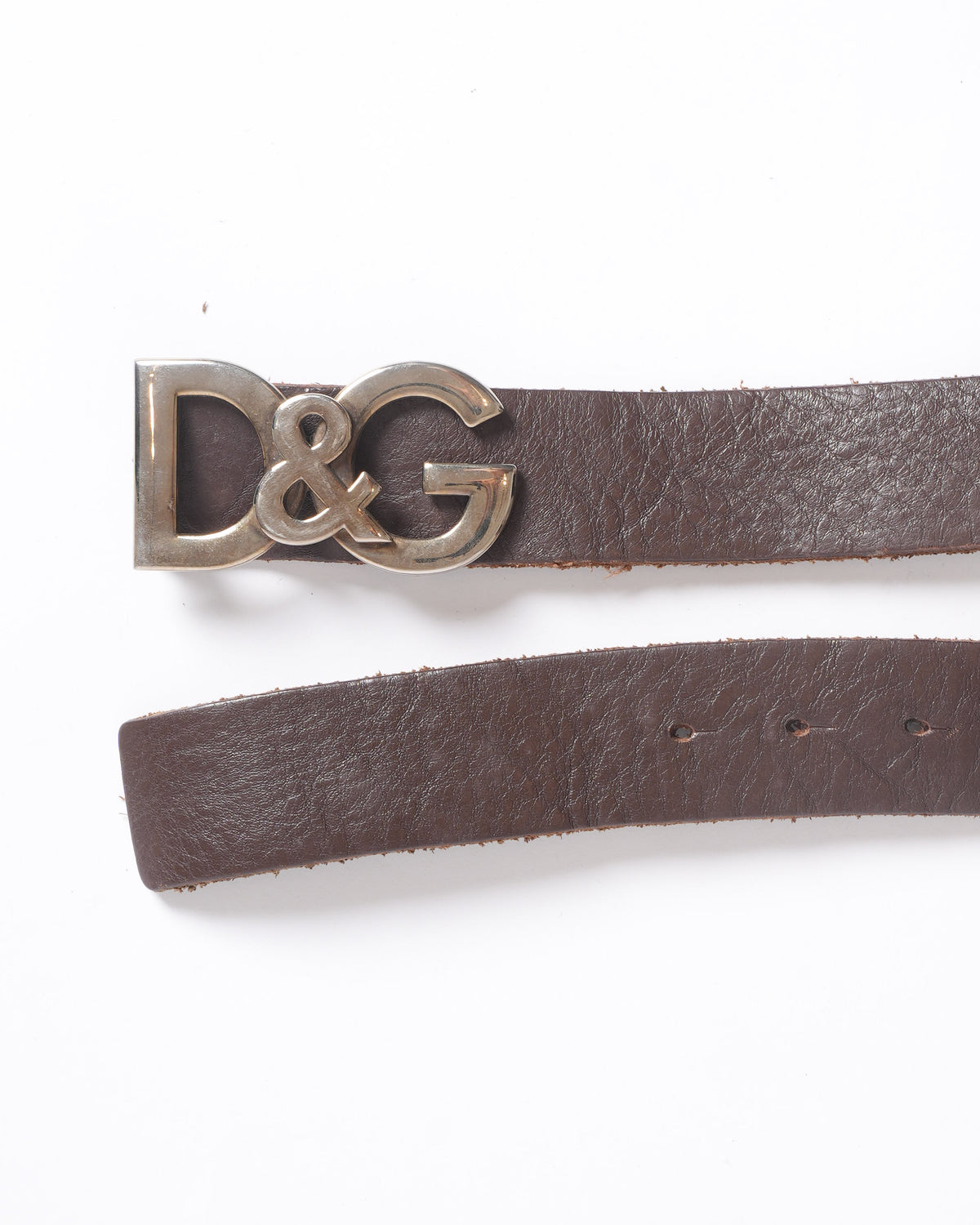 Dolce & Gabbana Brown Leather Belt with Oversized D&G Logo Buckle