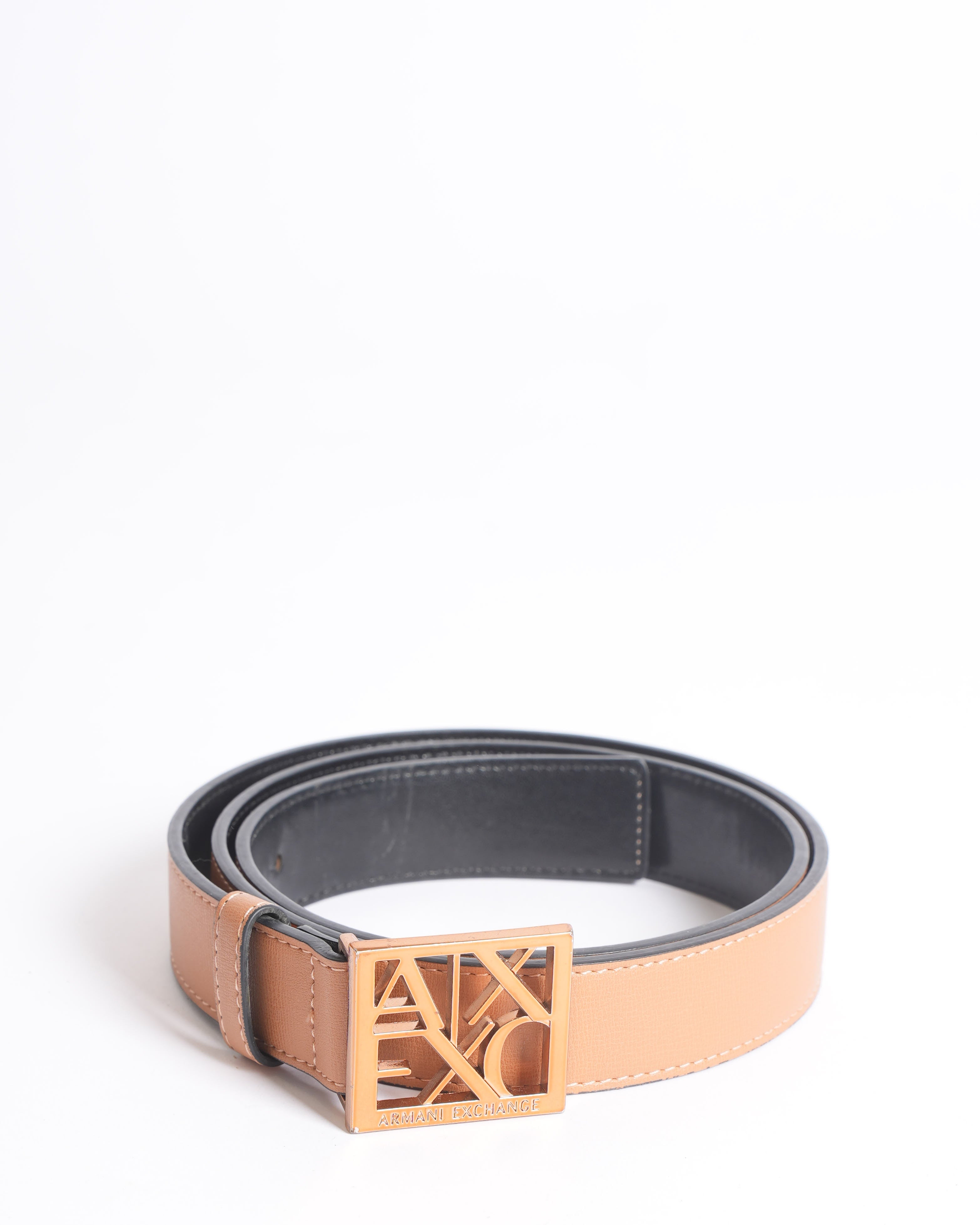 Armani Exchange Square AX Logo Buckle Belt