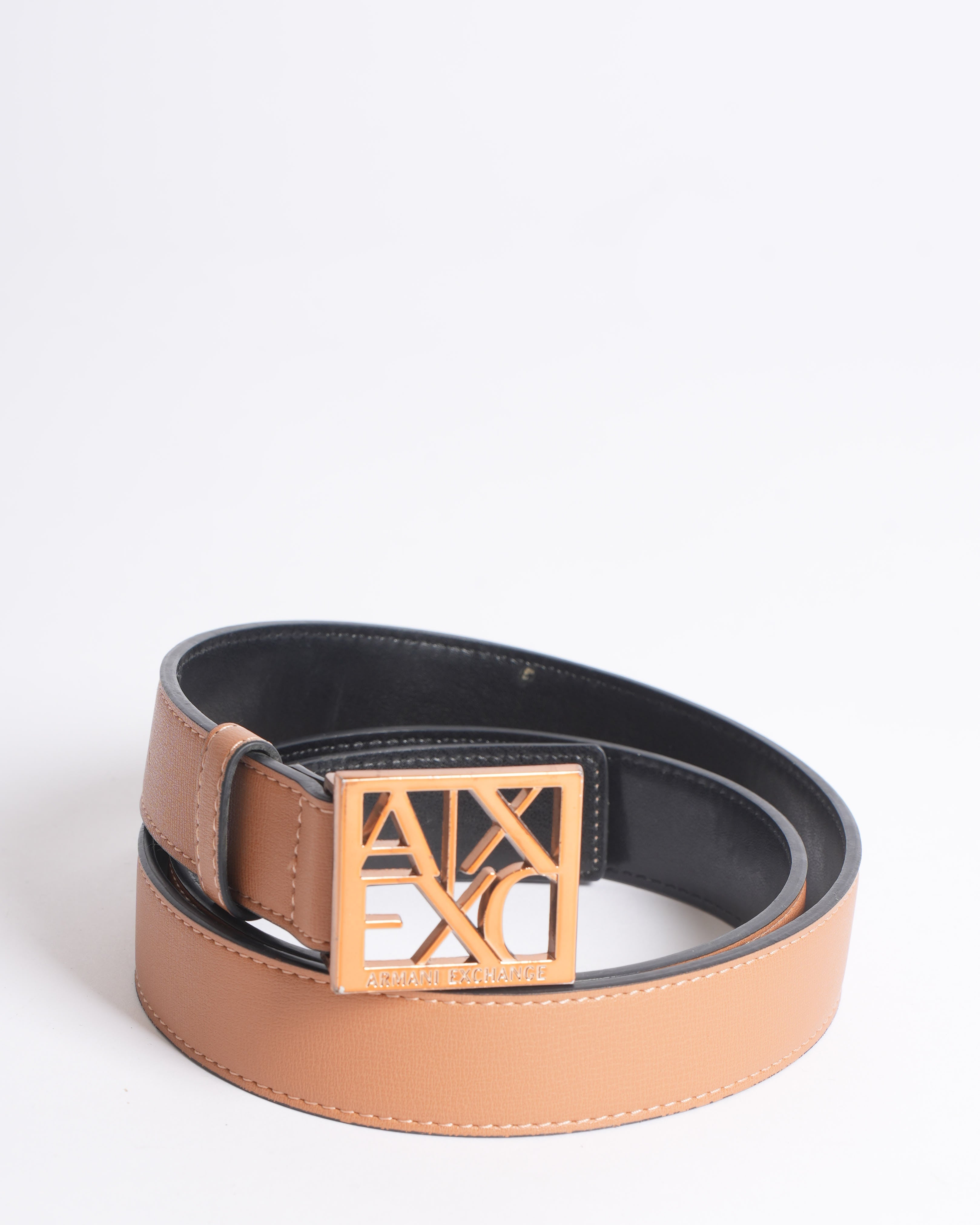 Armani Exchange Square AX Logo Buckle Belt