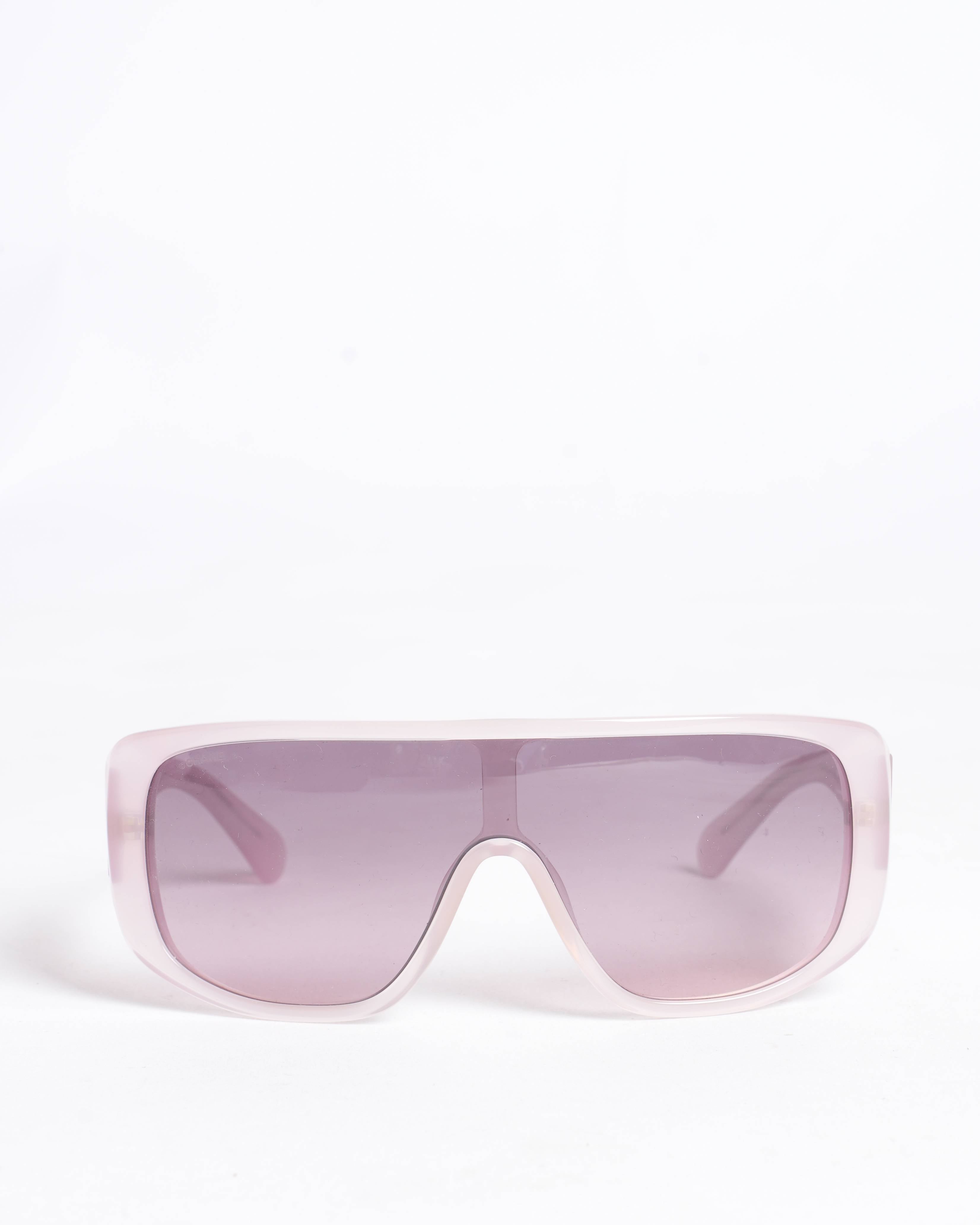 Chanel Women's Wide Lense Recycled Metal Sunglasses In Pink Frame