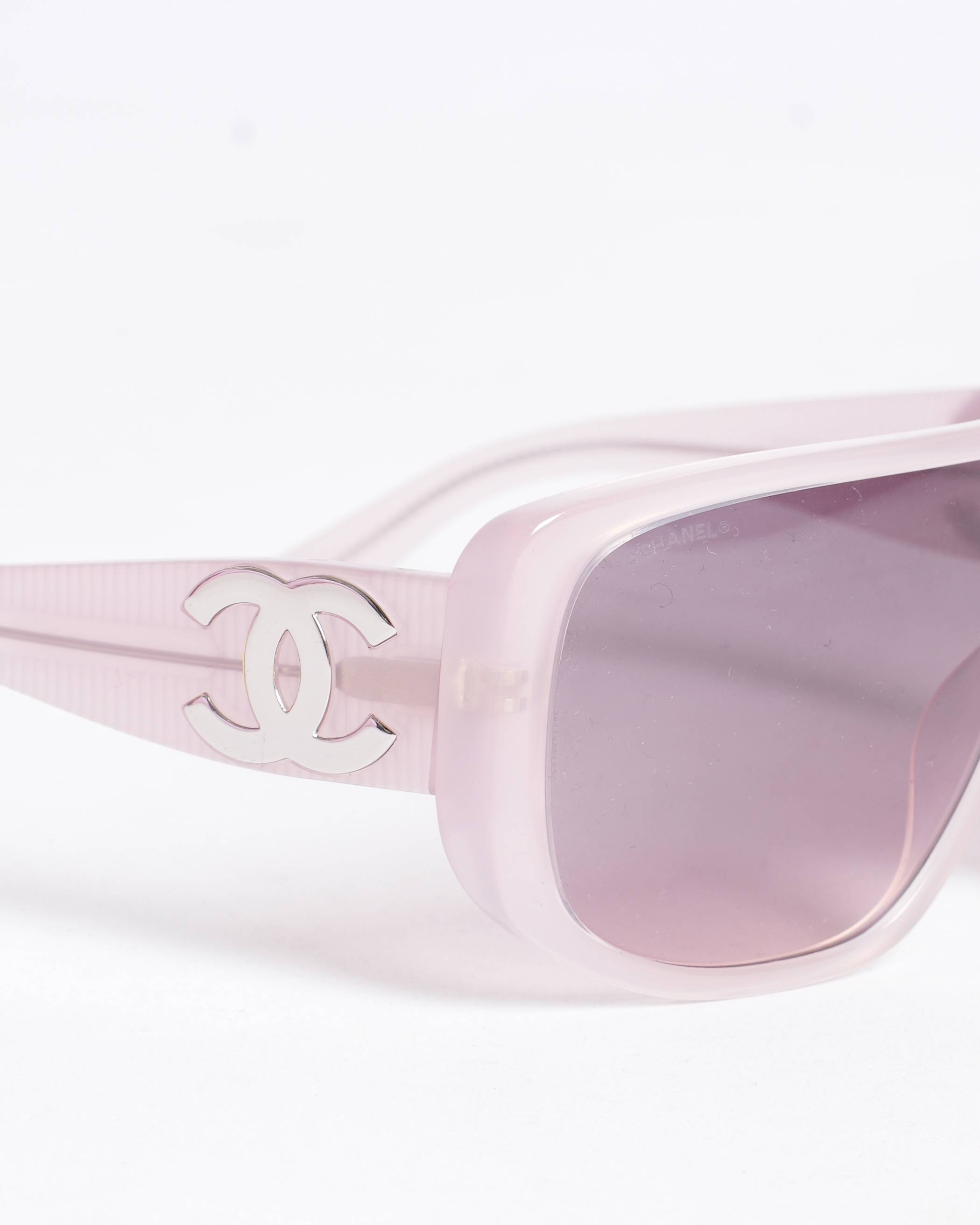 Chanel Women's Wide Lense Recycled Metal Sunglasses In Pink Frame