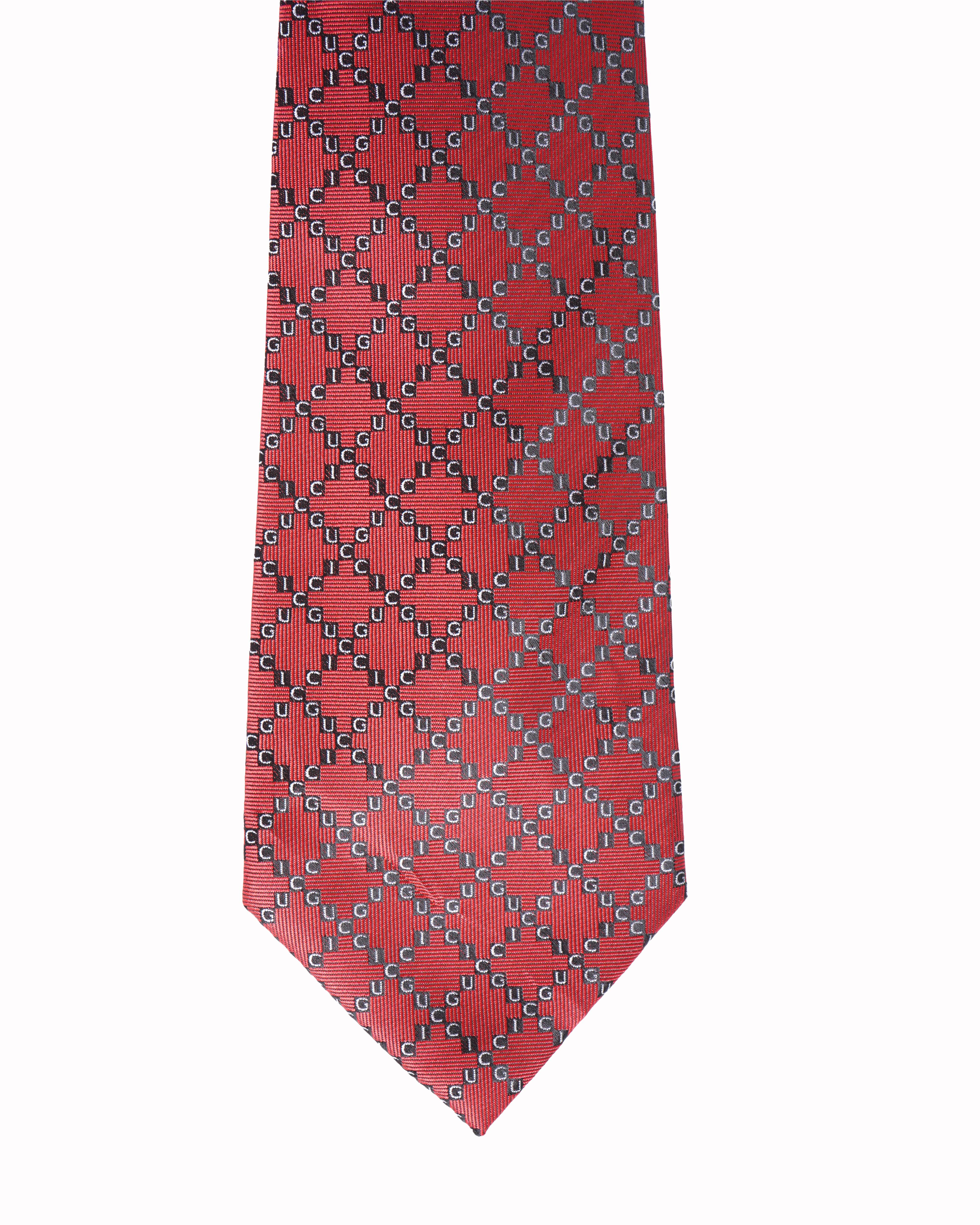 Gucci red crisscross logo tie