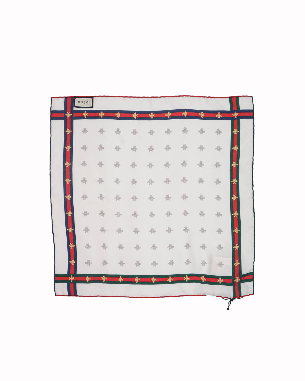 Gucci Bee Pattern Silk Pocket Square