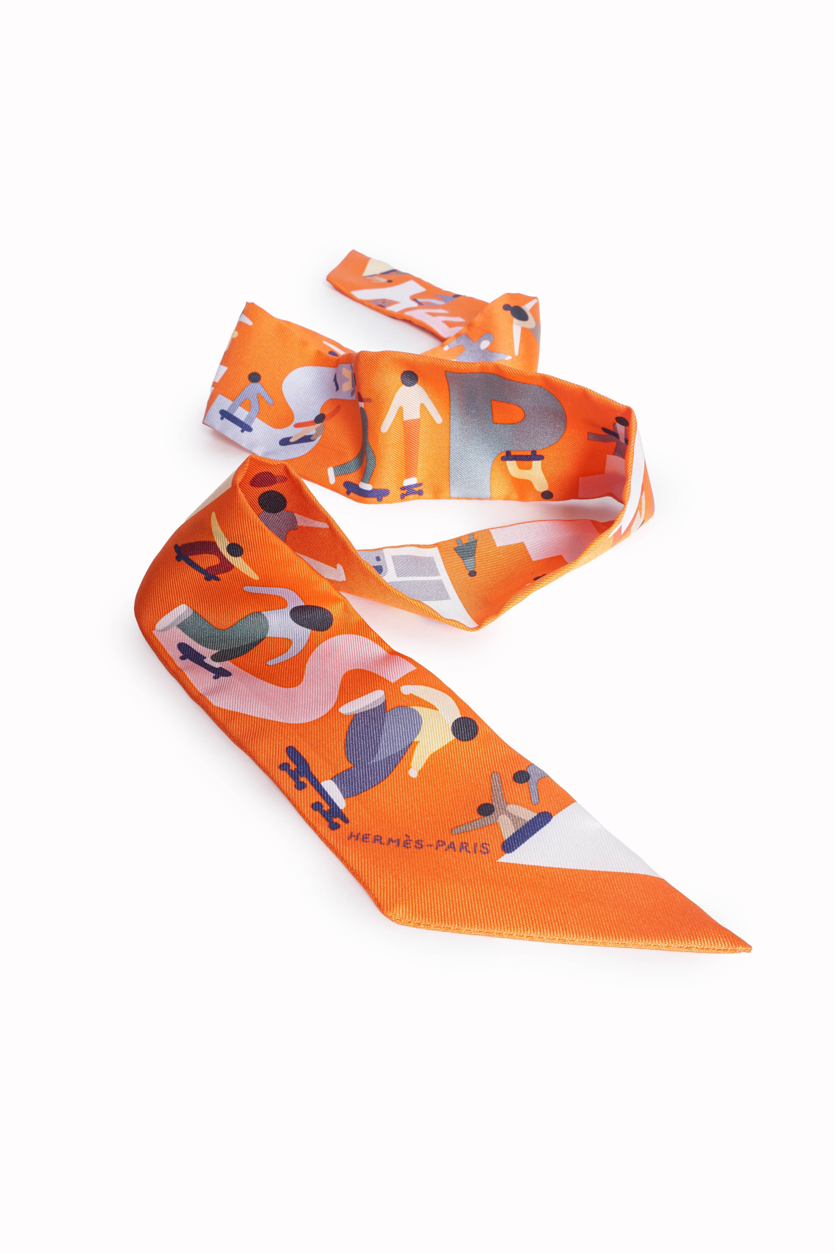 Hermès Figures Libres Twilly Silk Ribbon