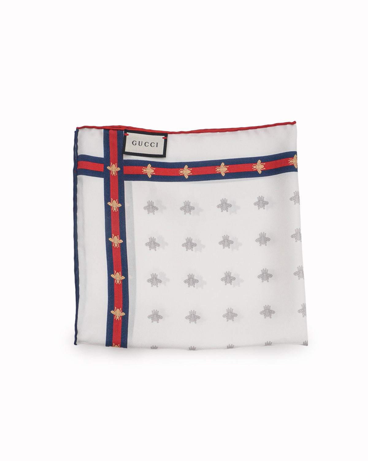 Gucci Bee Pattern Silk Pocket Square