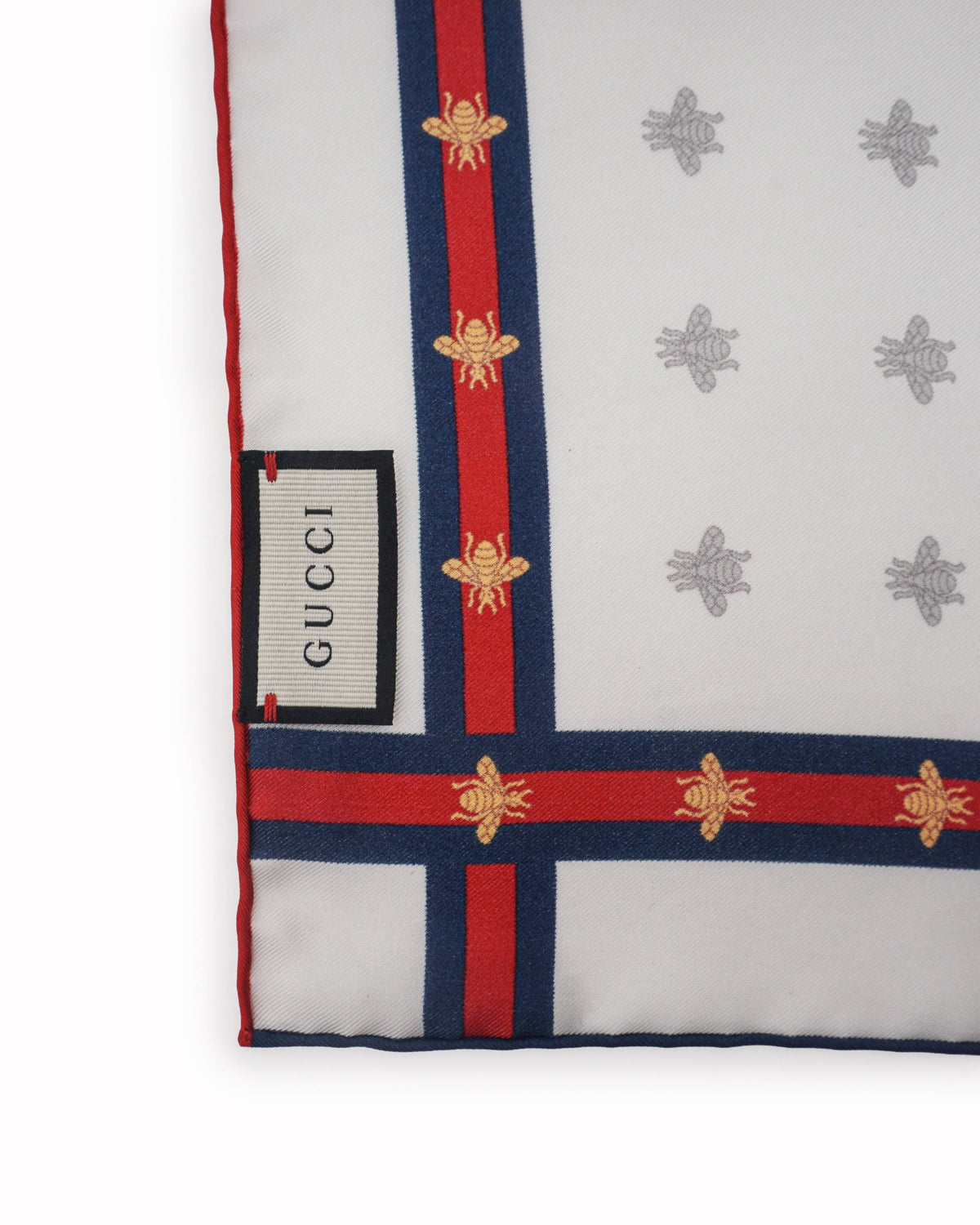Gucci Bee Pattern Silk Pocket Square