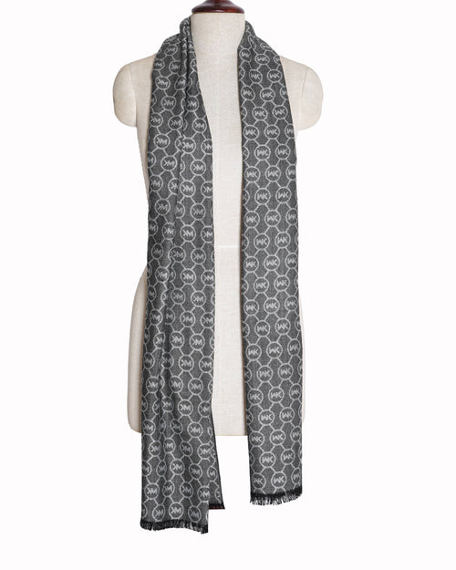 Michael Kors Grey & Black Signature Logo Scarf
