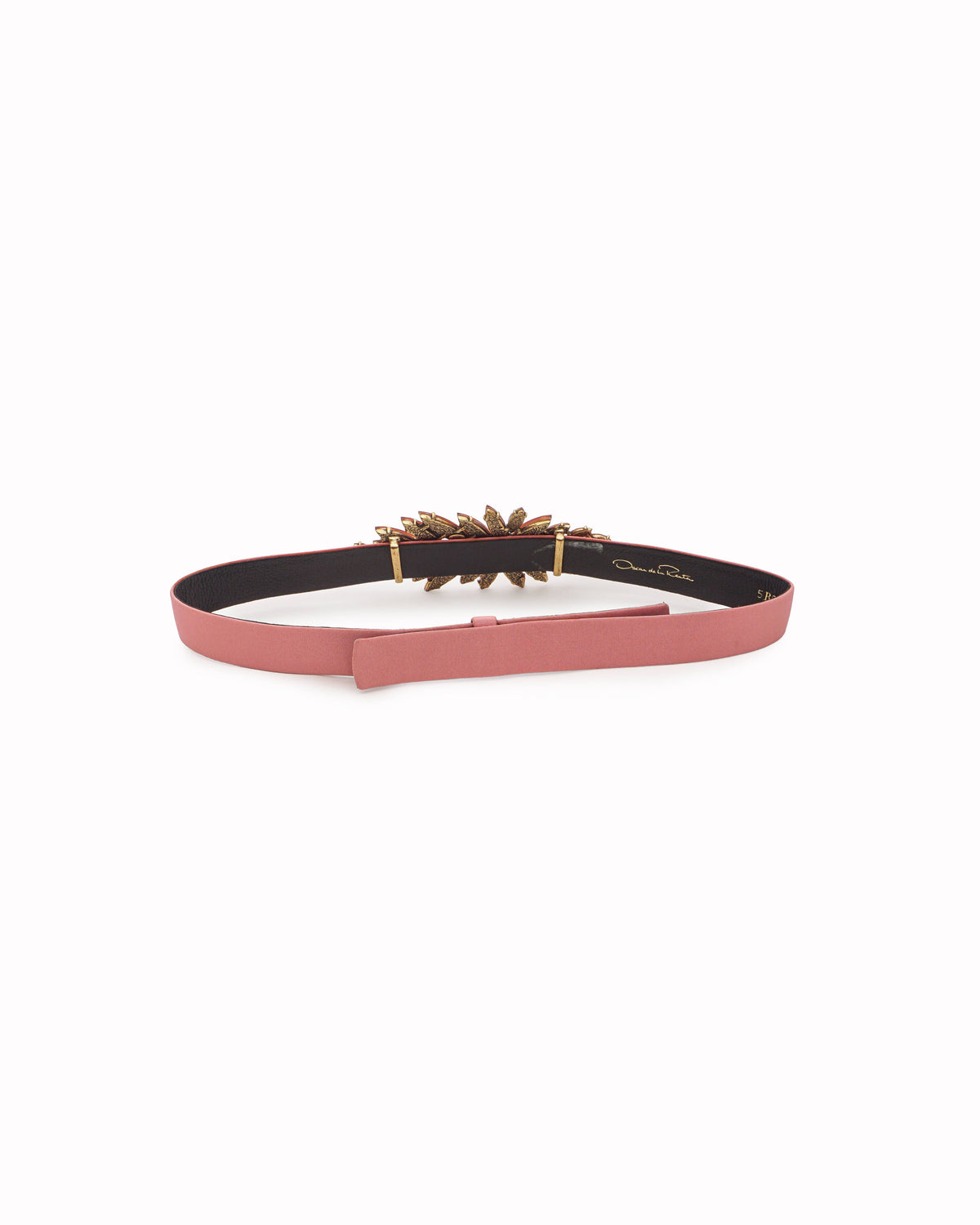 Oscar de la Renta Amber Crystal Leaf Leather Waist Belt